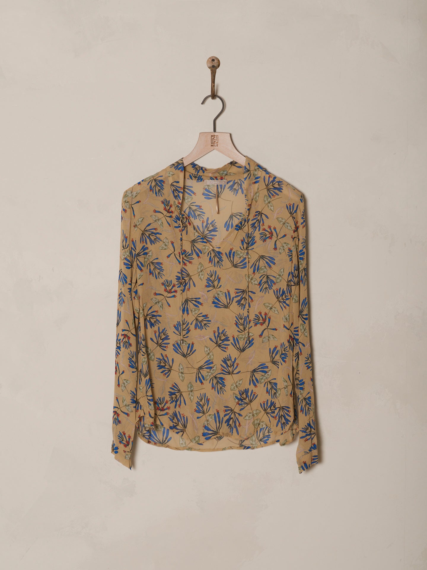 Blouse with stand-up collar