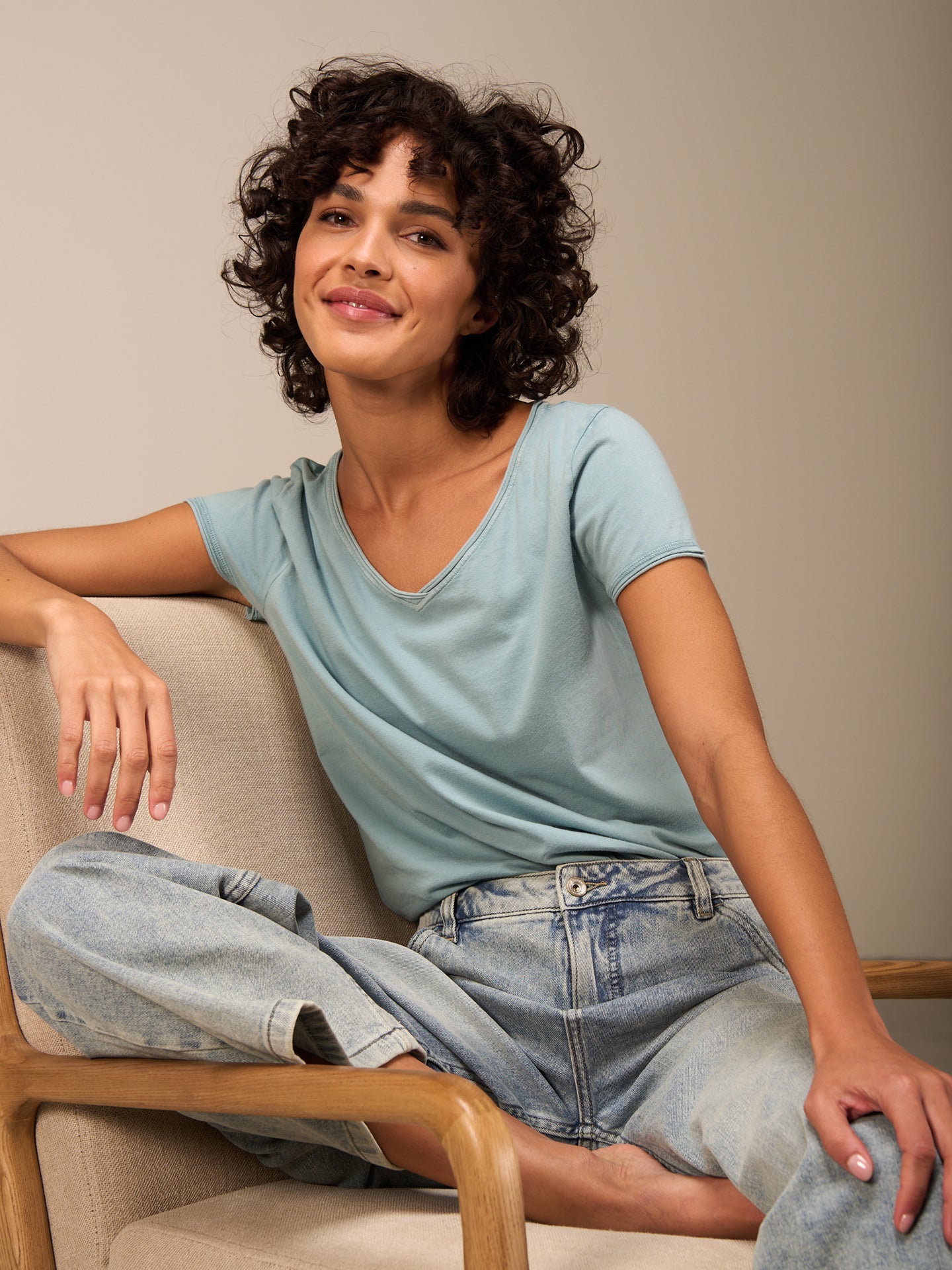 Shirt with V-neck