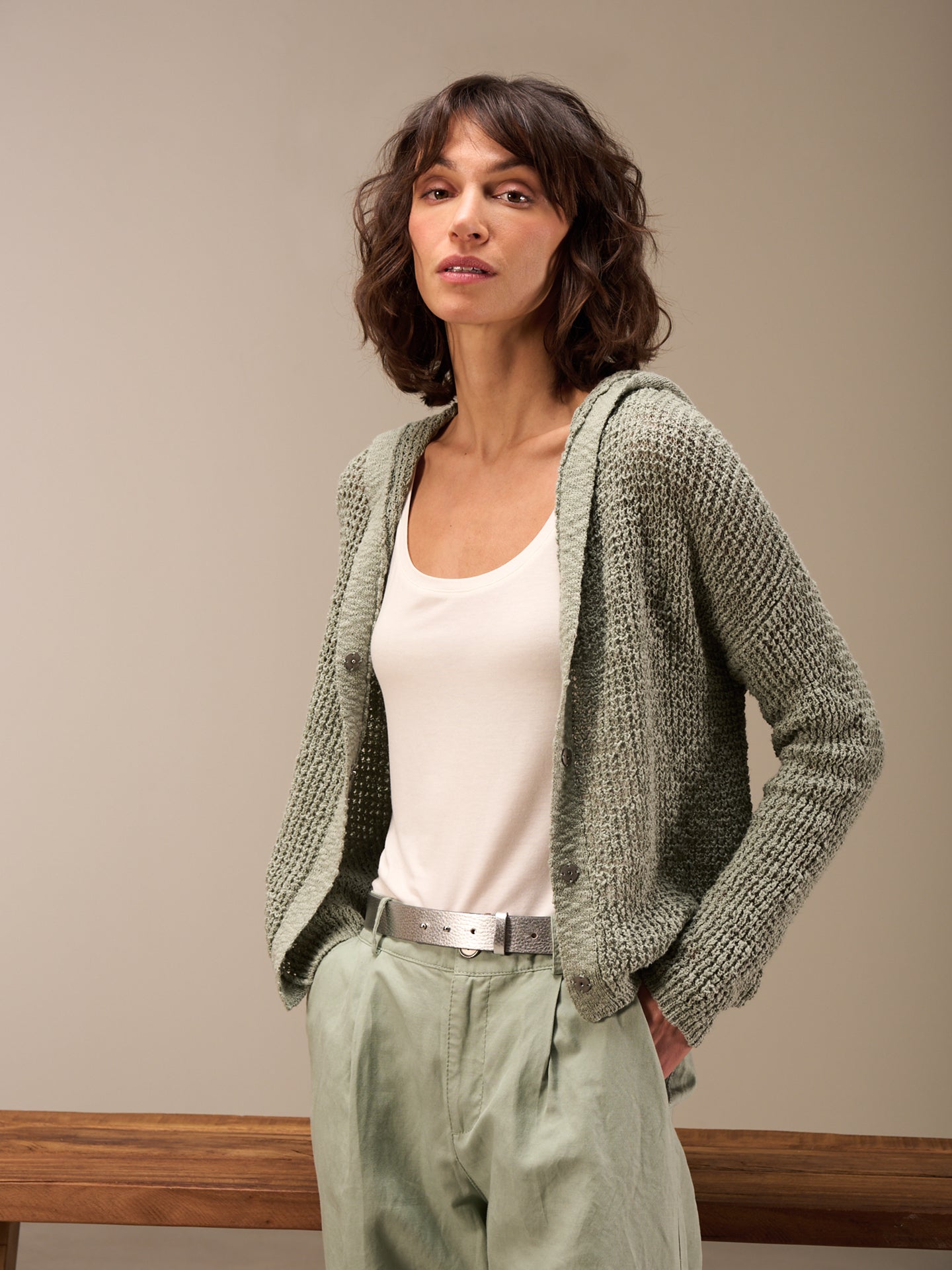 Strickjacke mit Kapuze