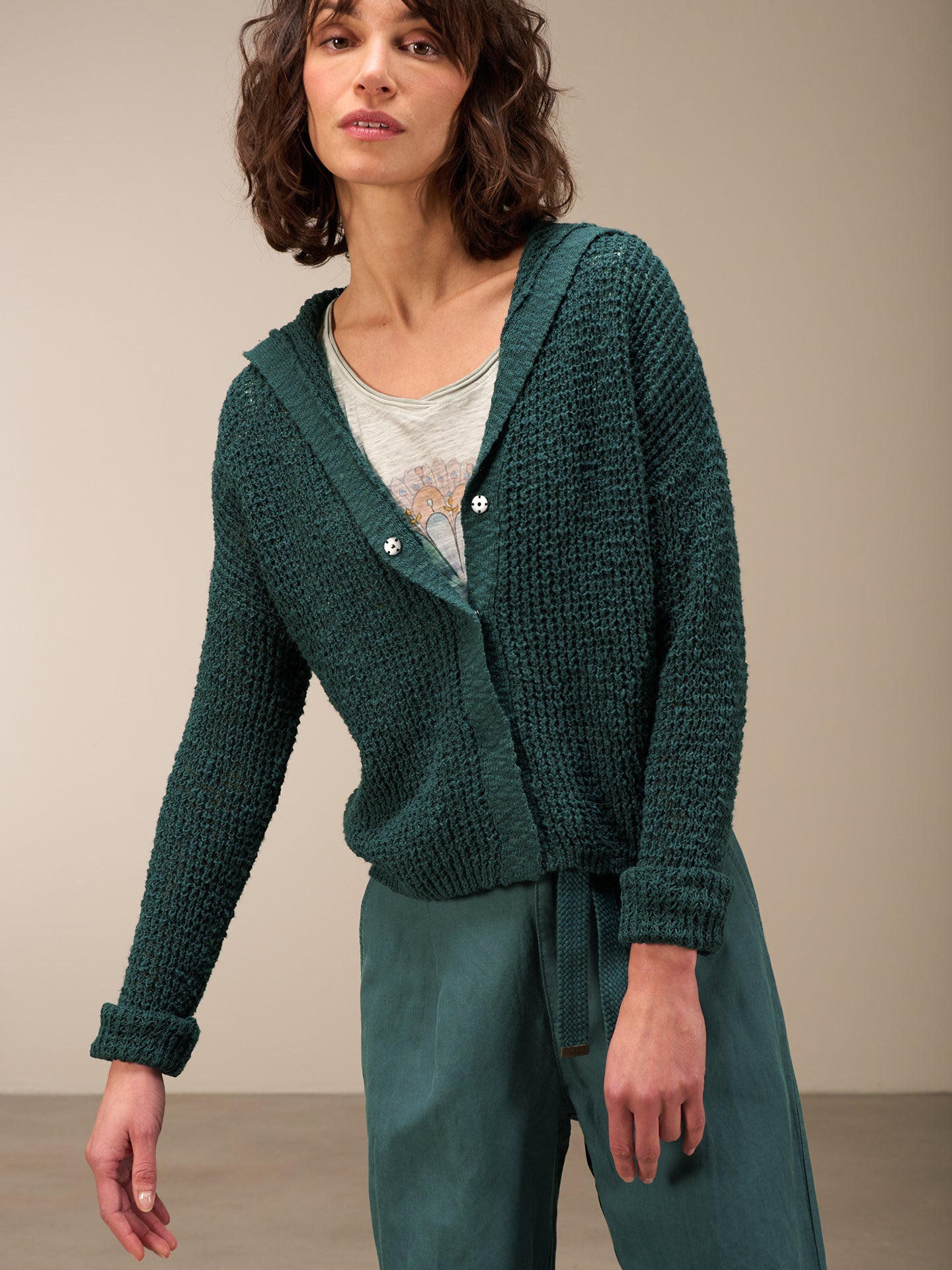 Strickjacke mit Kapuze