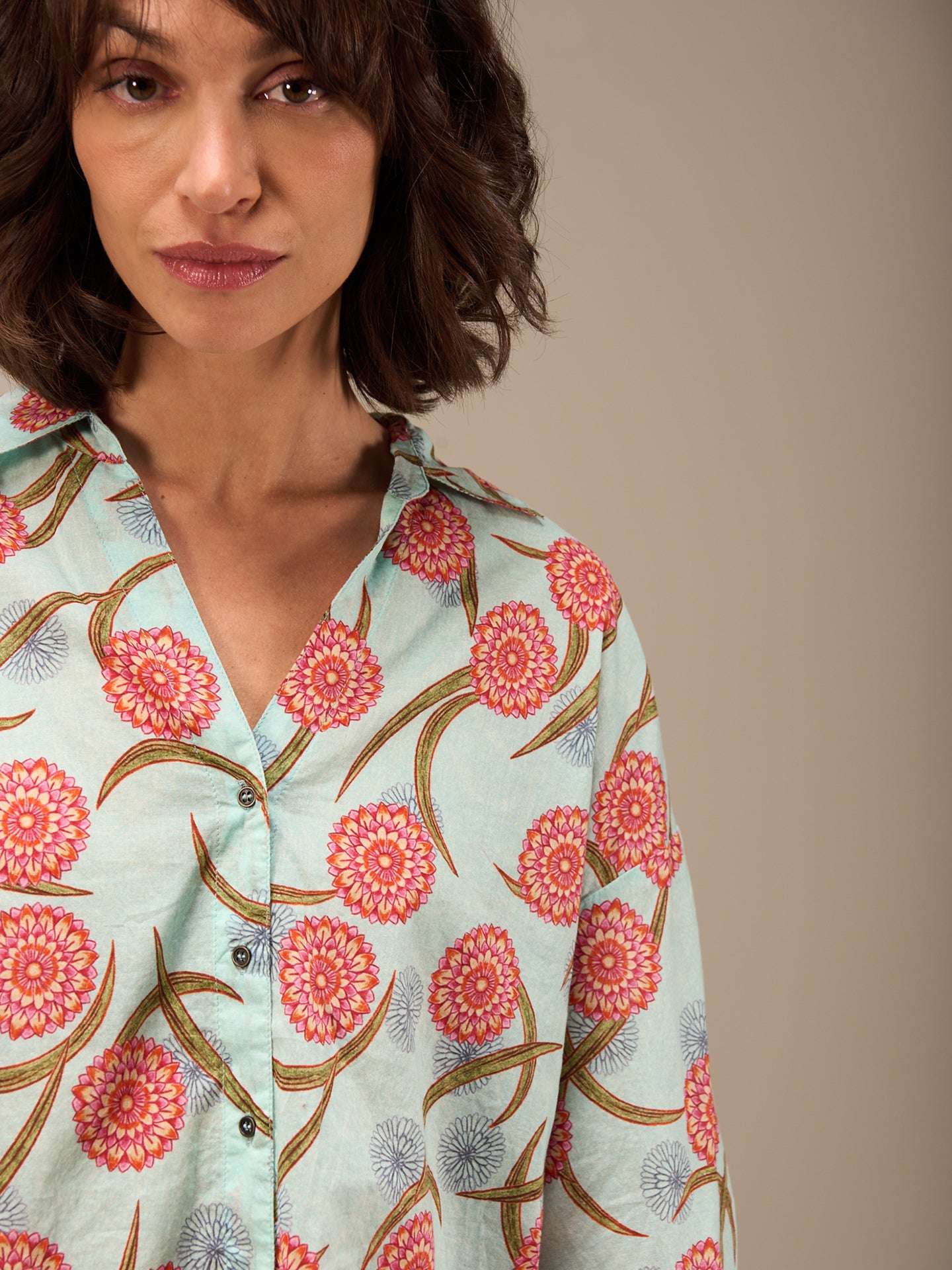 Blouse with button placket