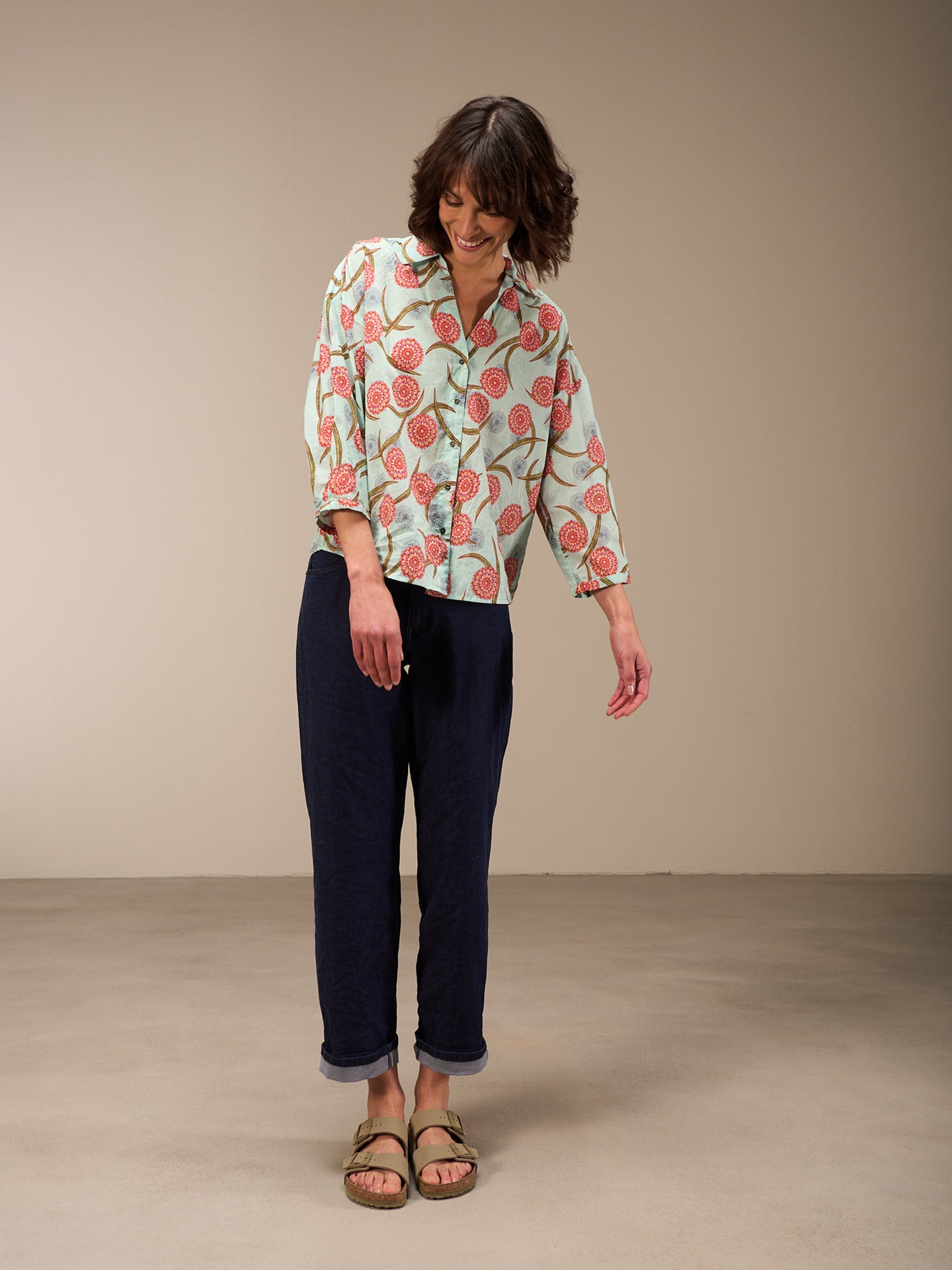 Blouse with button placket