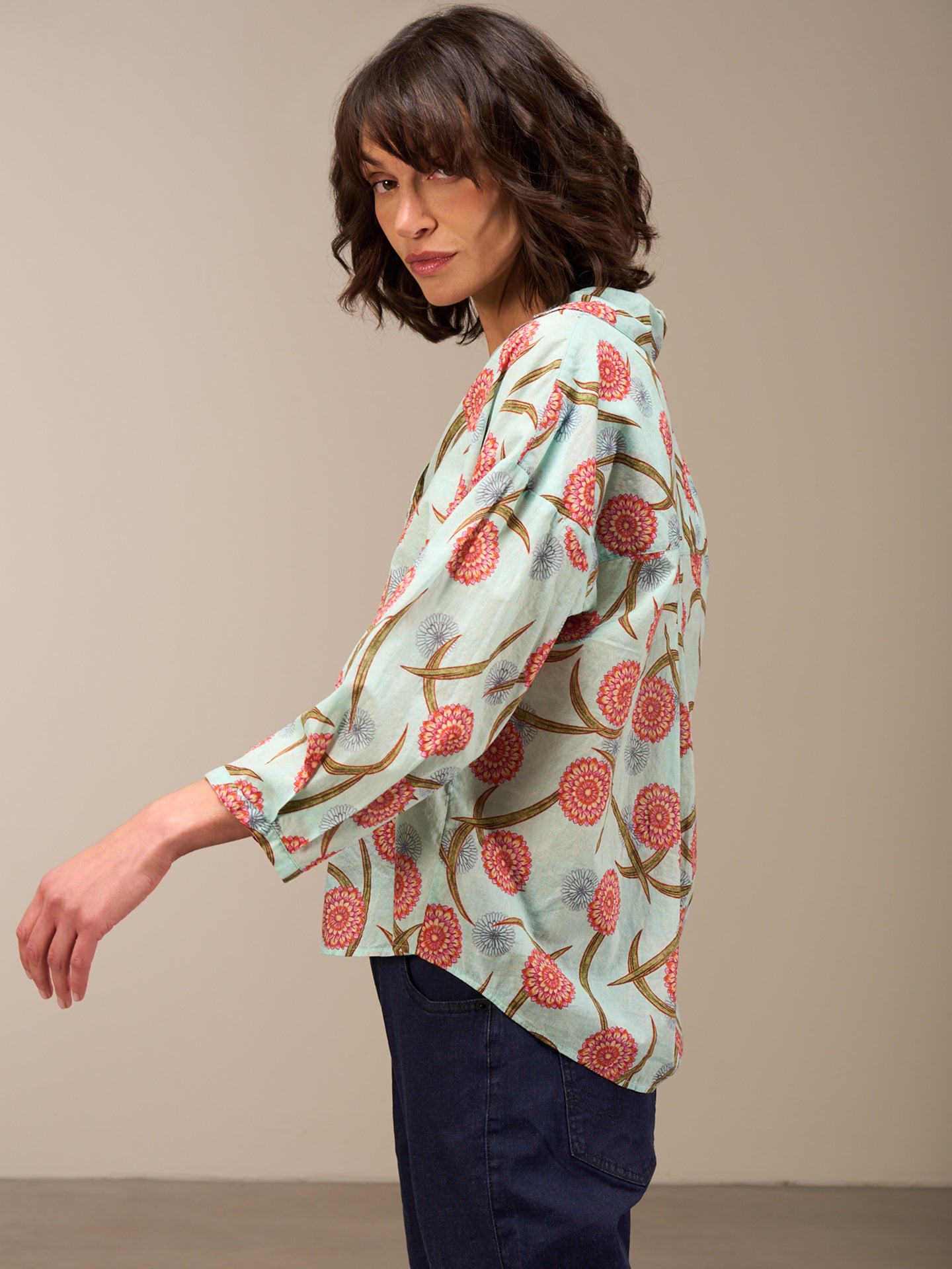 Blouse with button placket