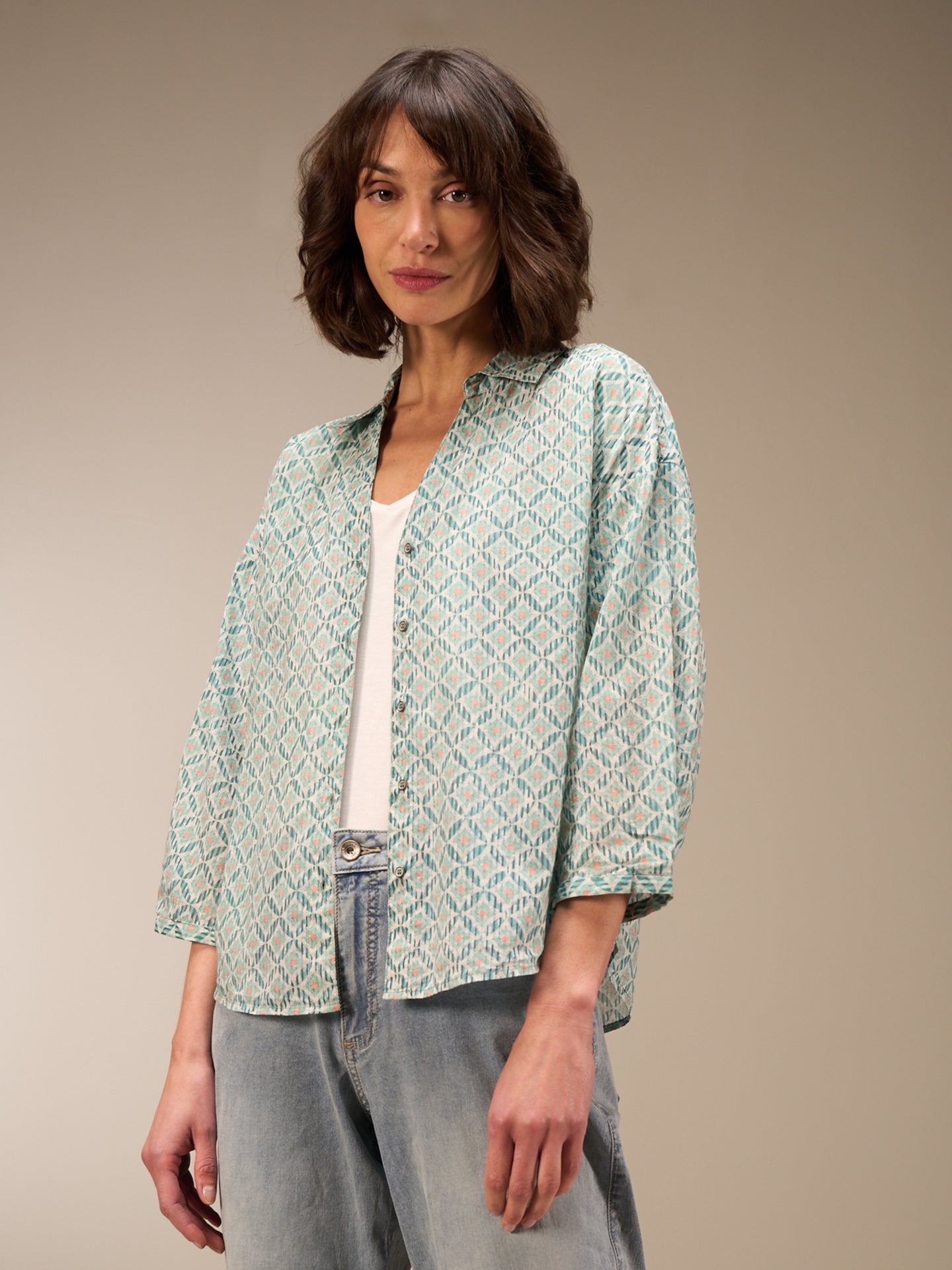 Blouse with button placket