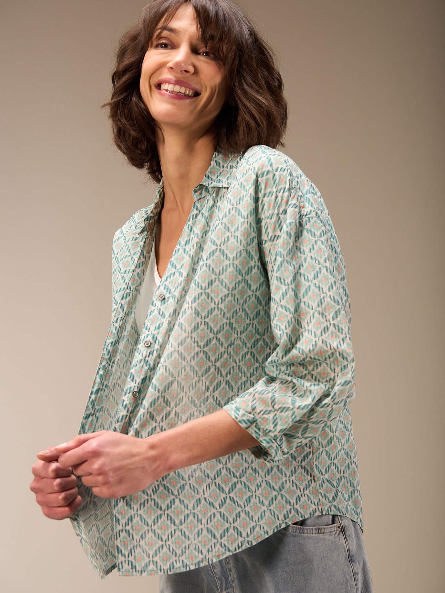 Blouse with button placket