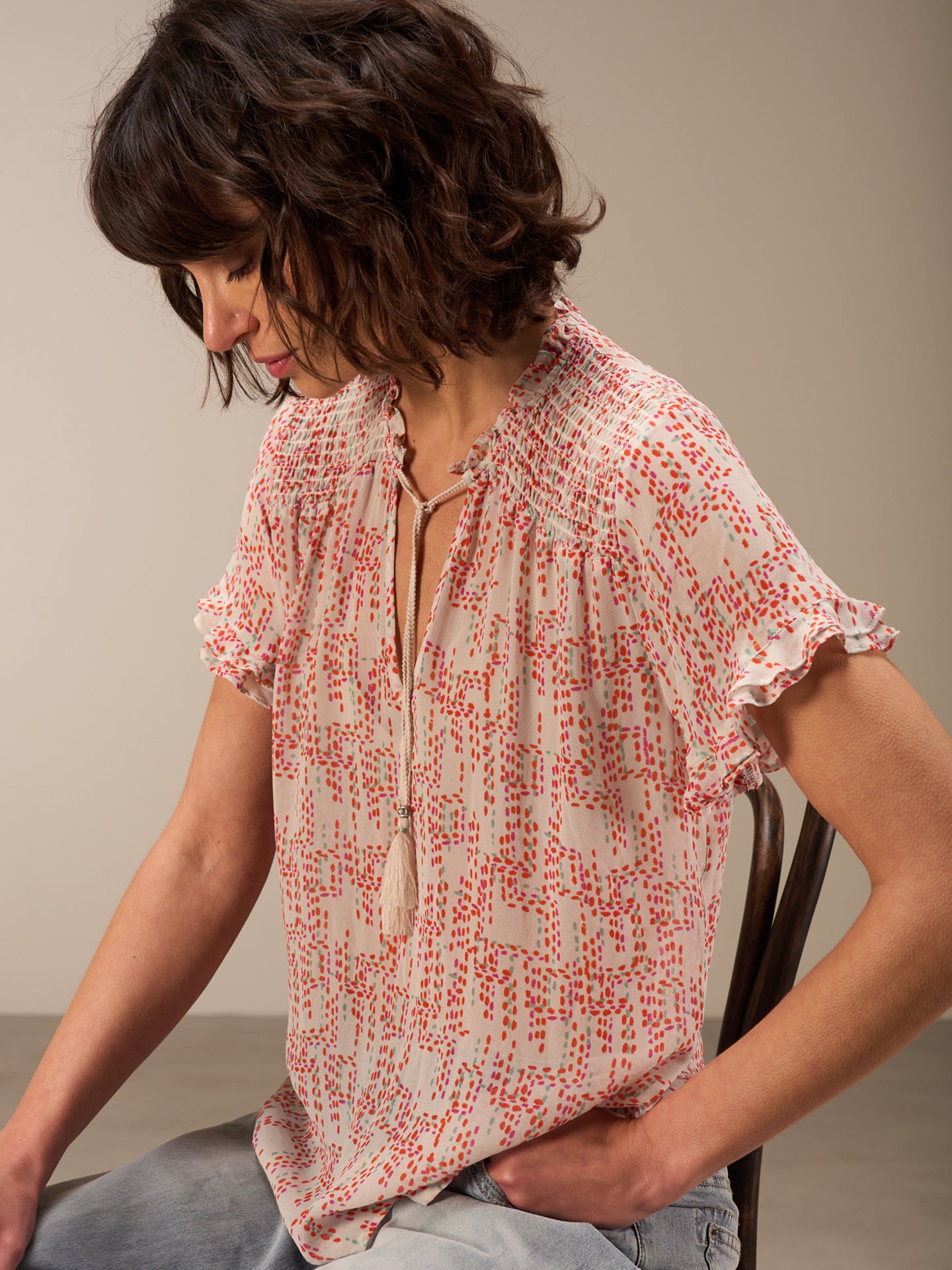 Blouse with ruffle detail