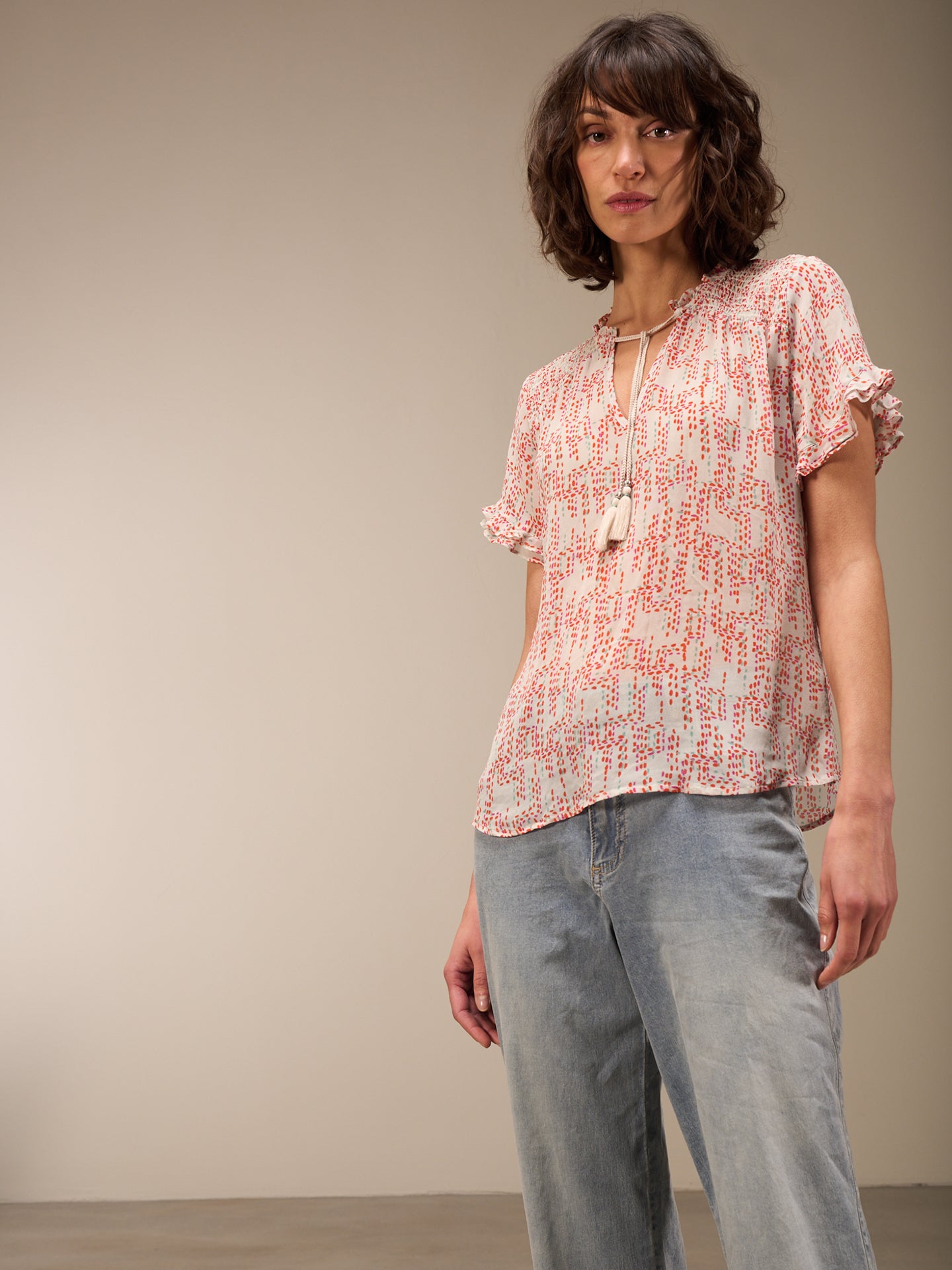 Blouse with ruffle detail