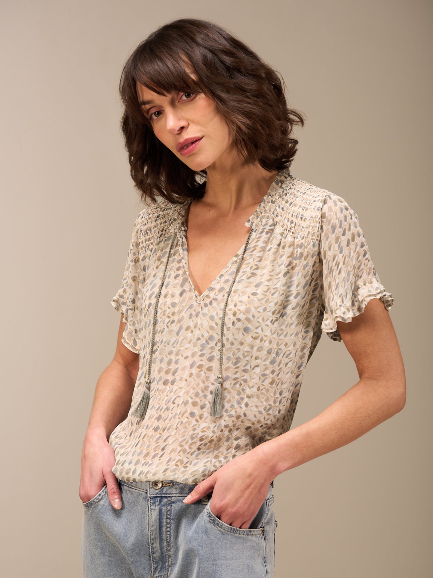 Blouse with ruffle detail
