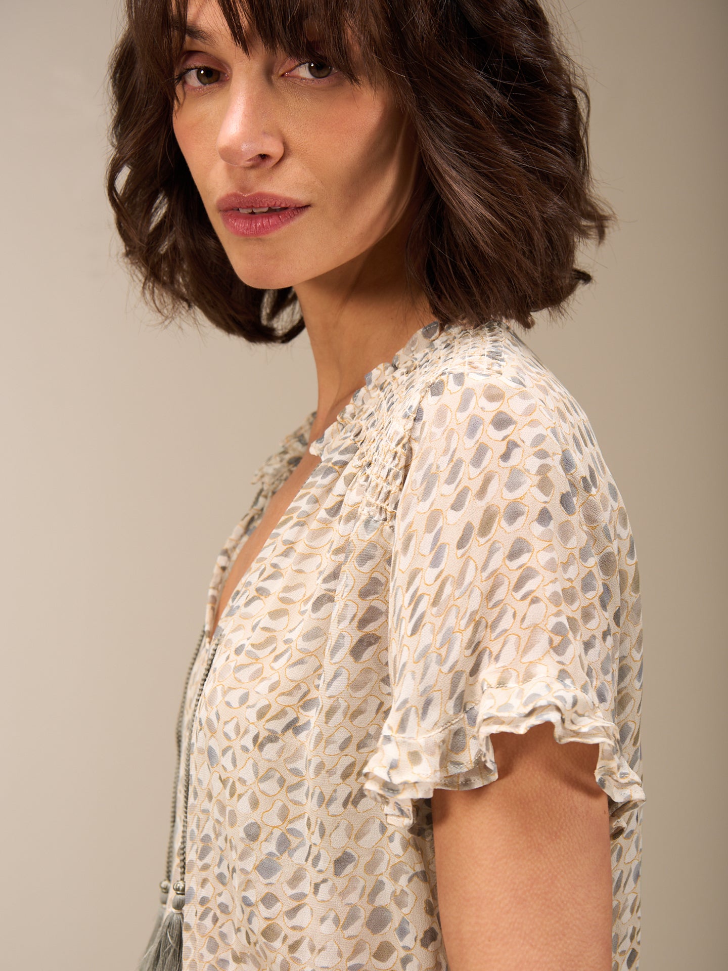 Blouse with ruffle detail