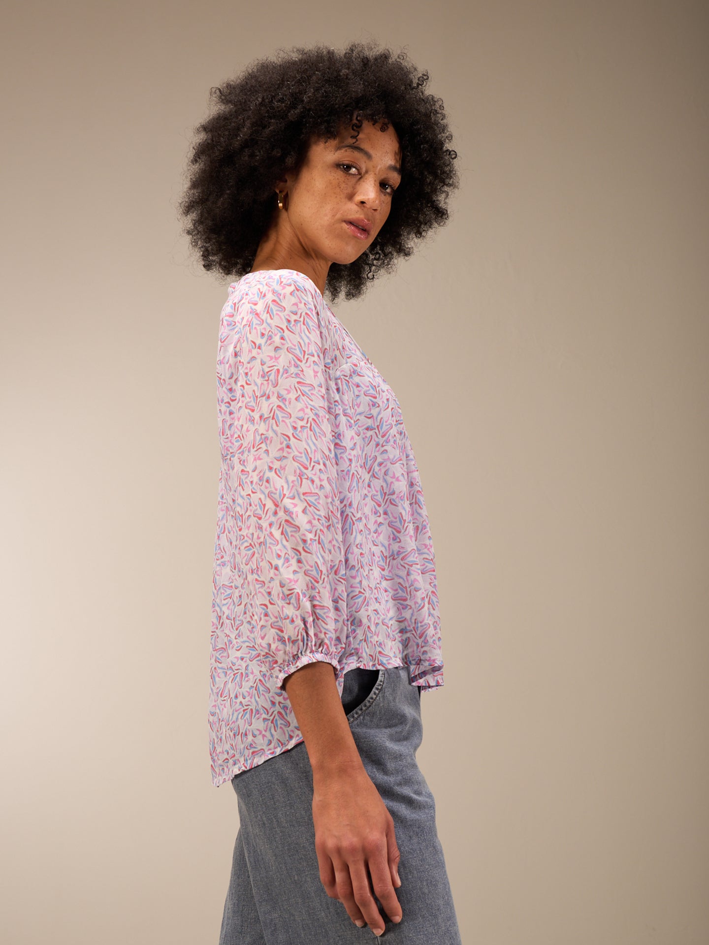 Blouse with flounce