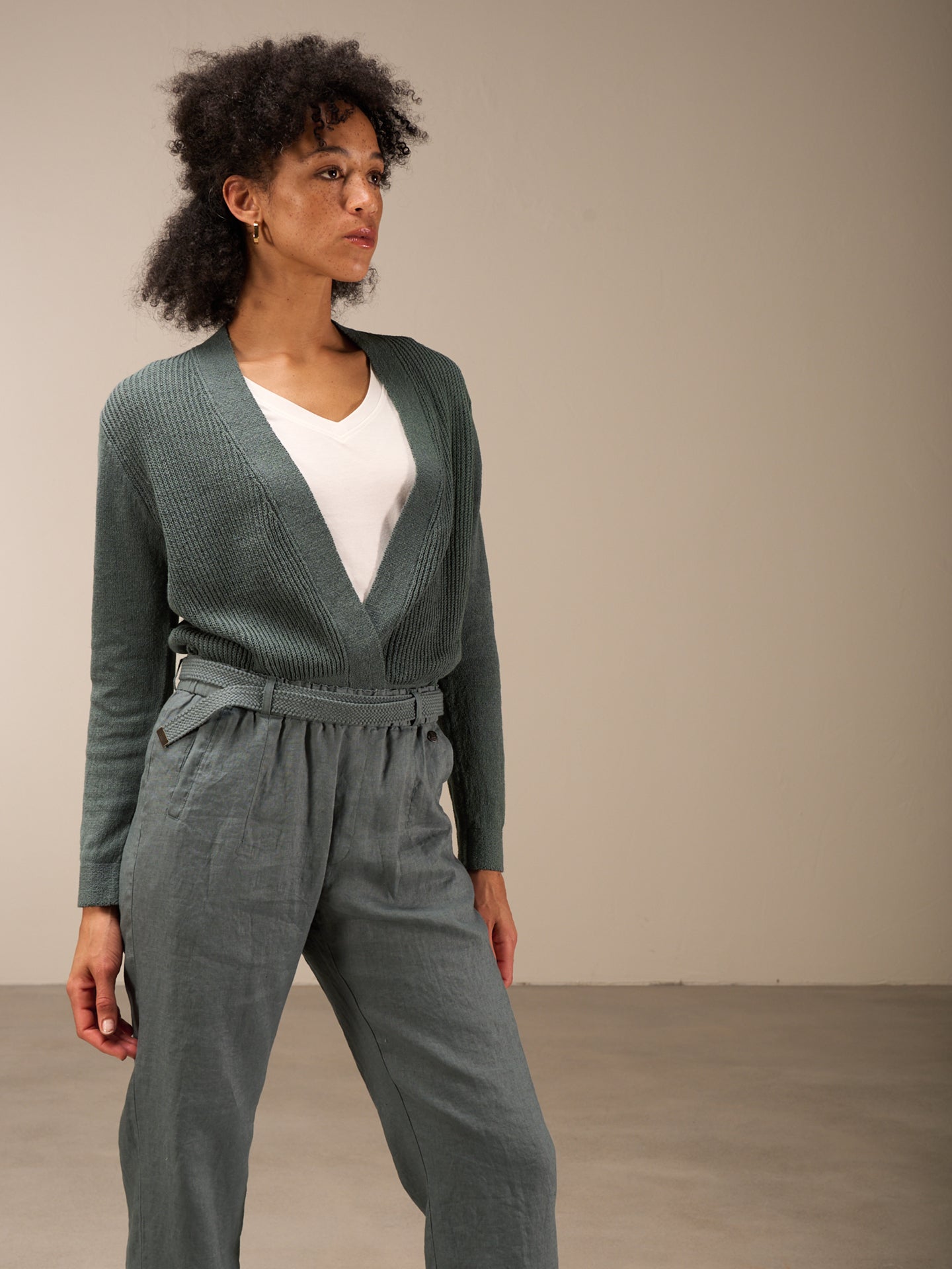 Cardigan with linen