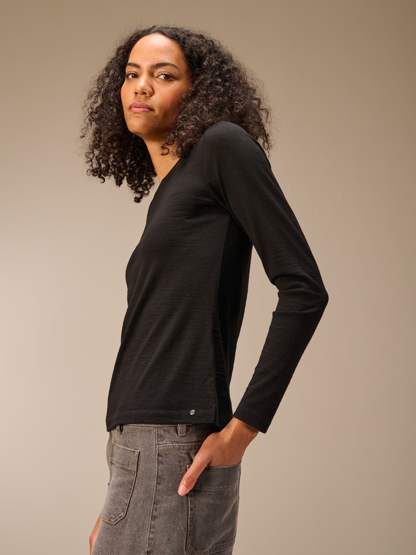 Maglietta in misto lana merino