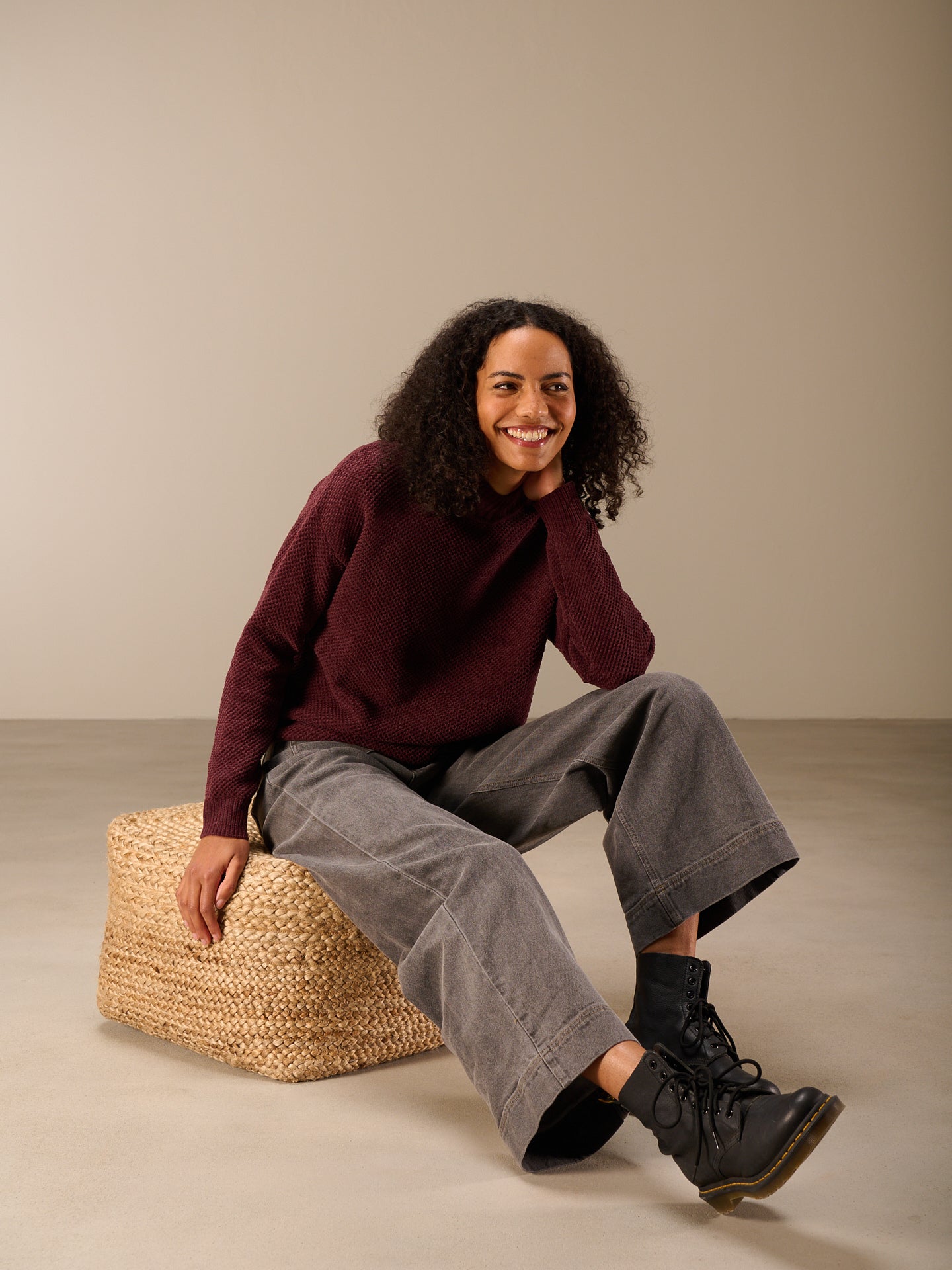 Sweater with stand-up collar