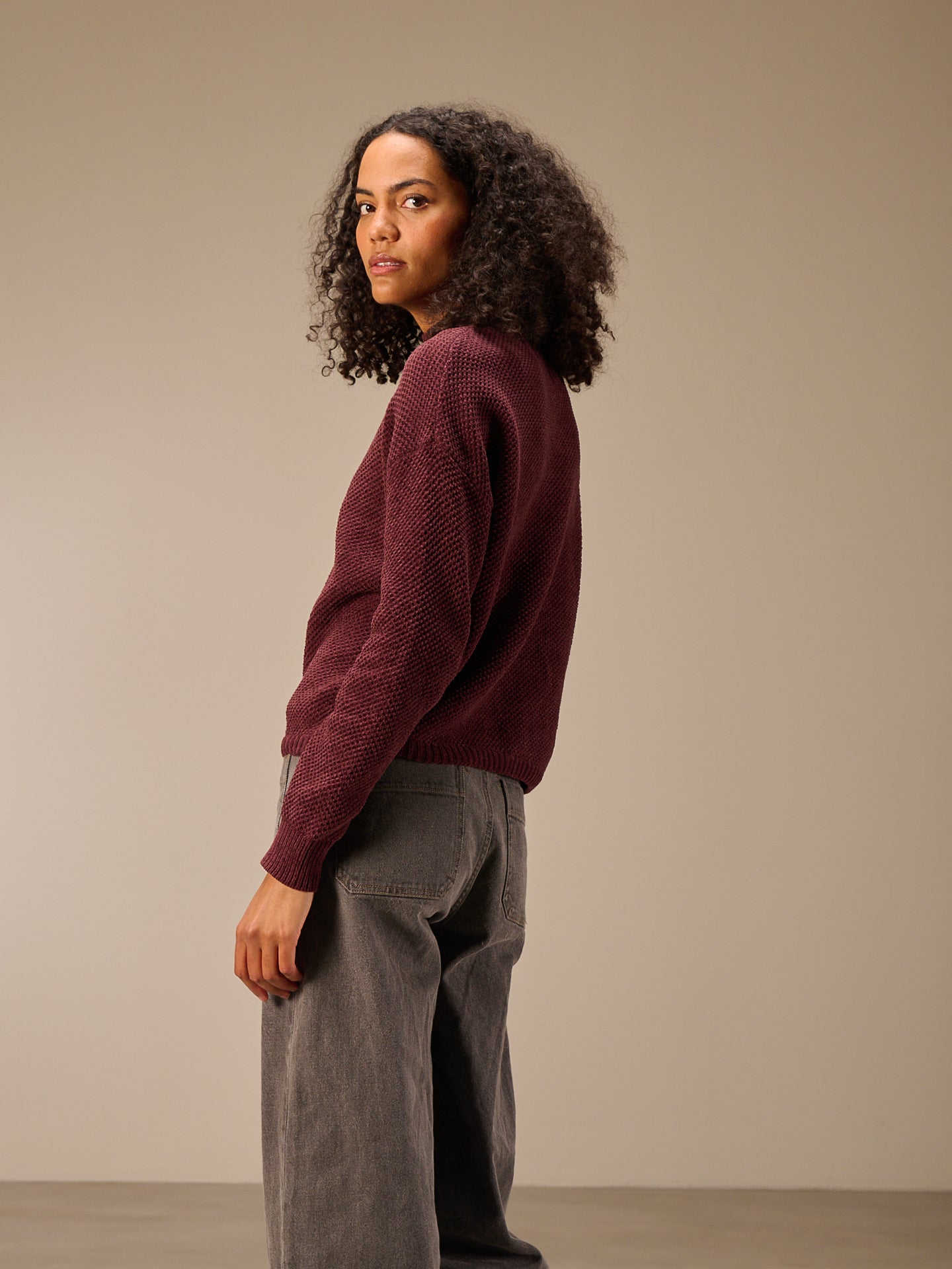 Sweater with stand-up collar