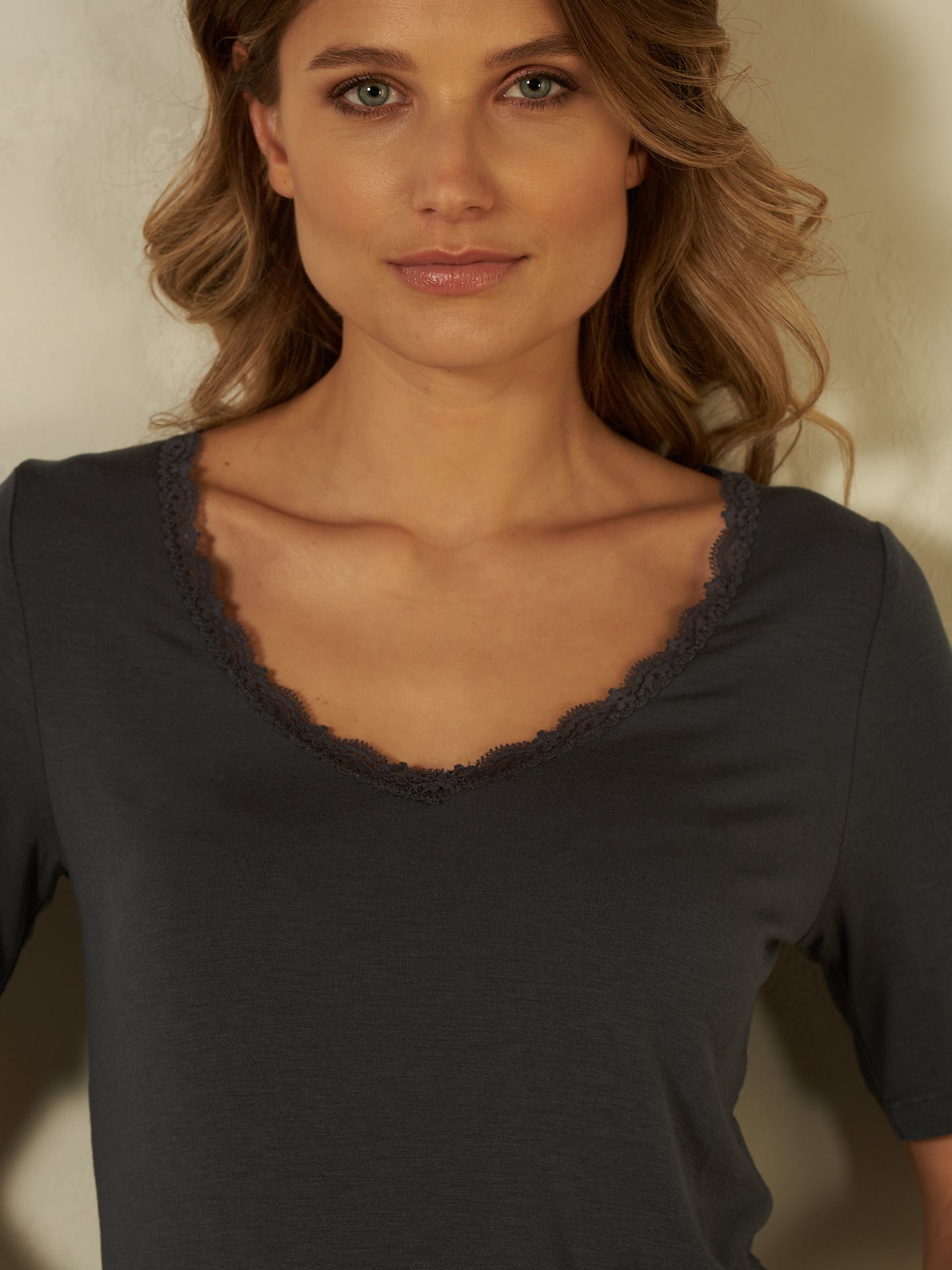 Shirt with V-neck