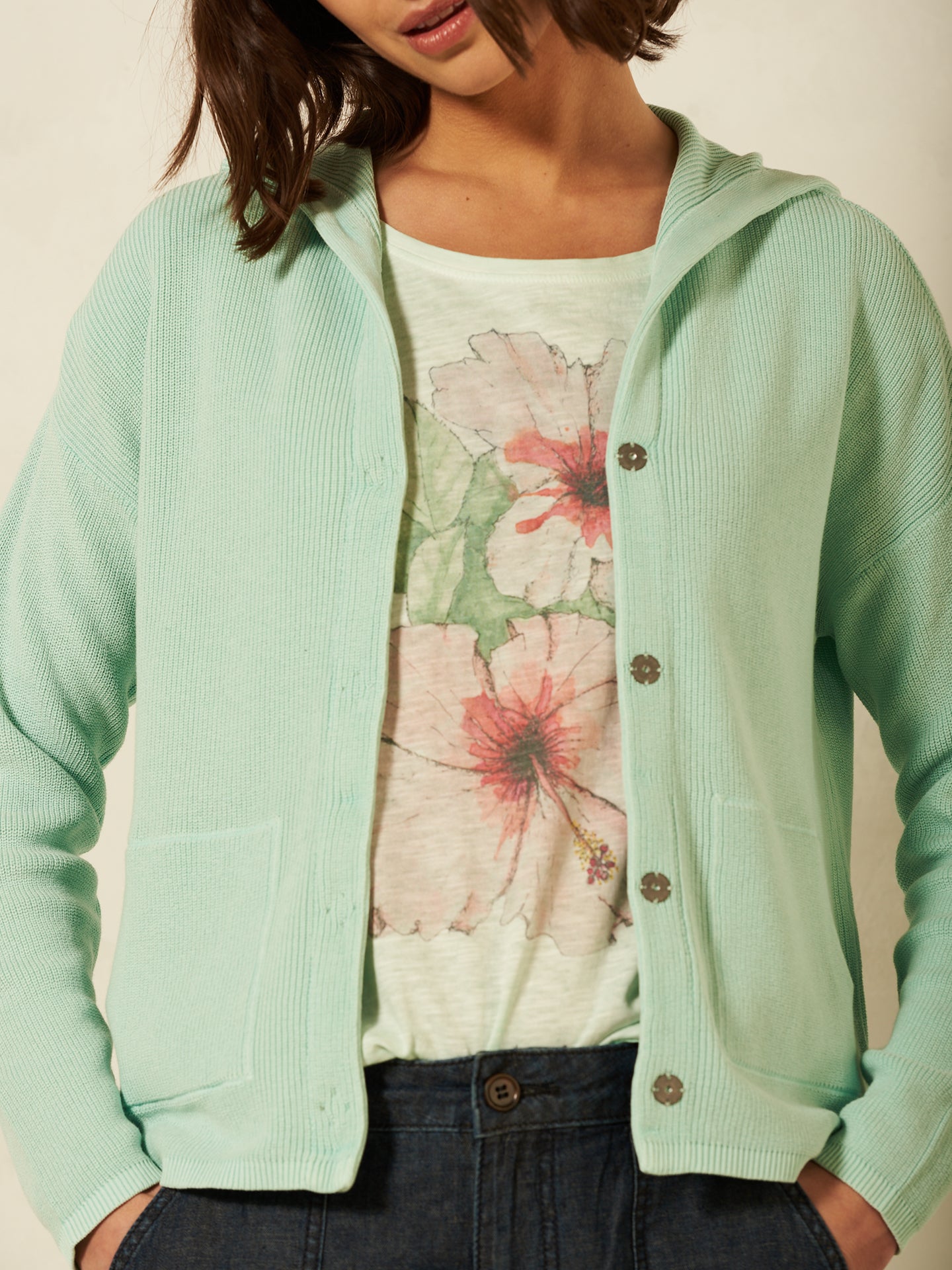 Giacca in maglia con cappuccio