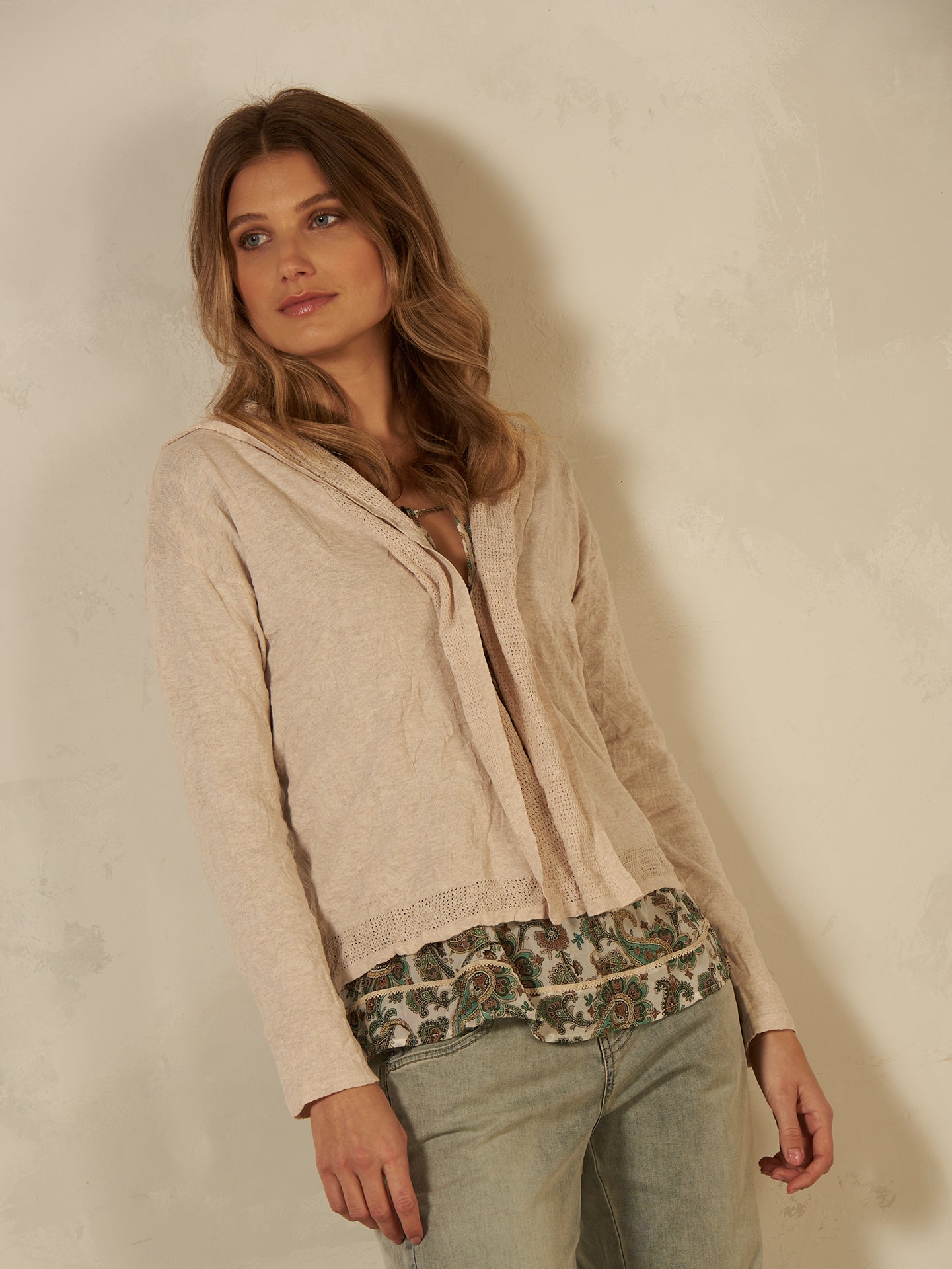Giacca in maglia con cappuccio