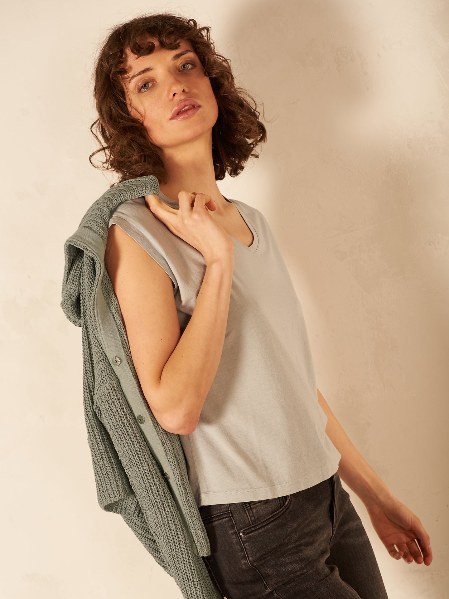 Shirt with V-neck