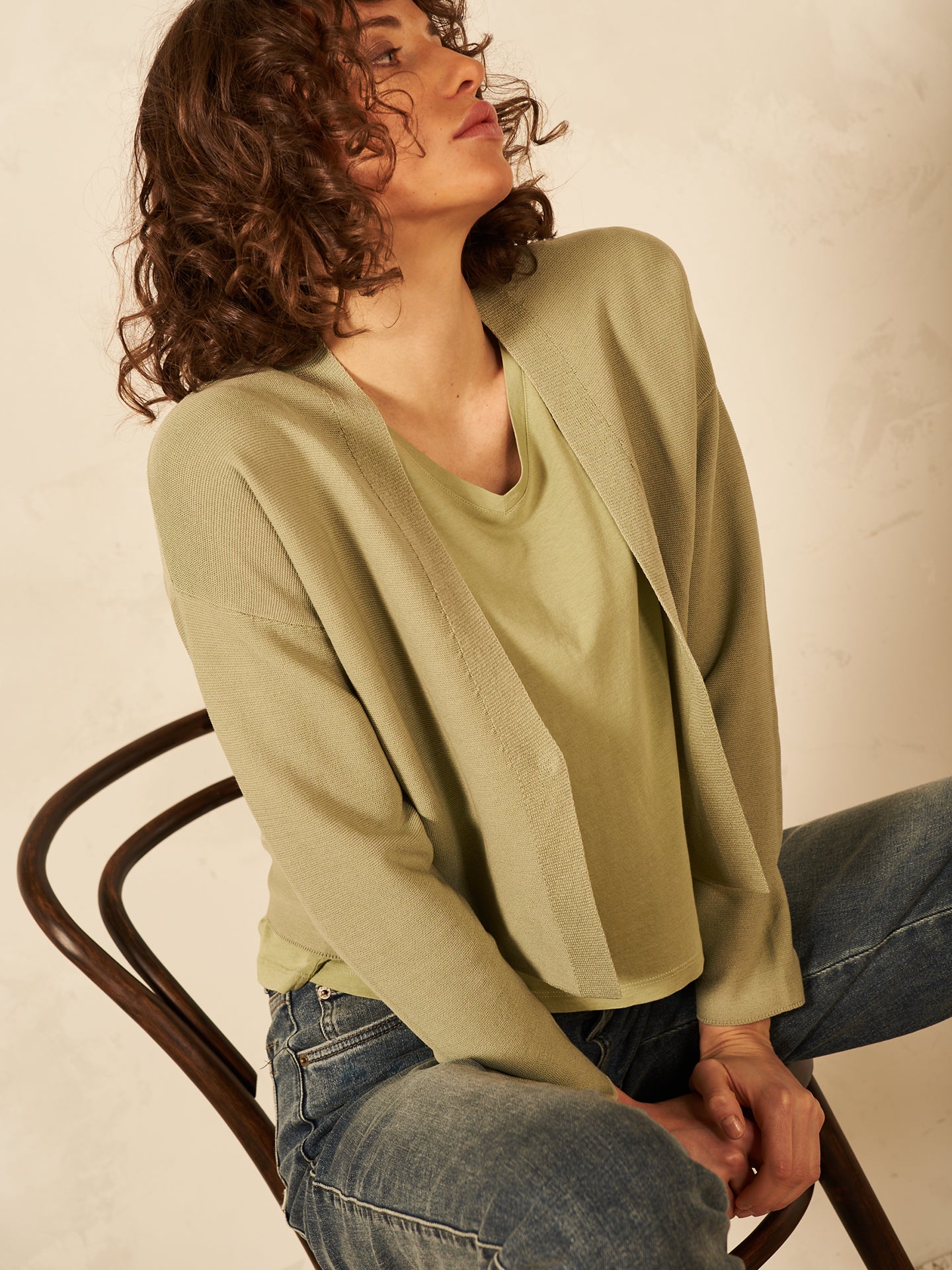 Giacca in maglia con scollo a V