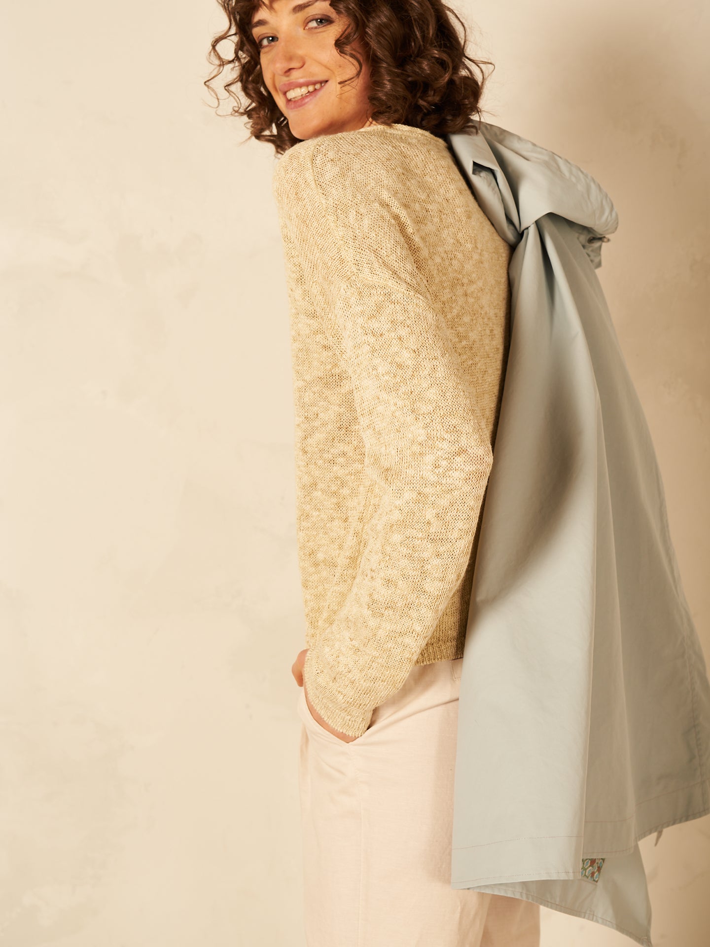 Strickpullover mit Leinen