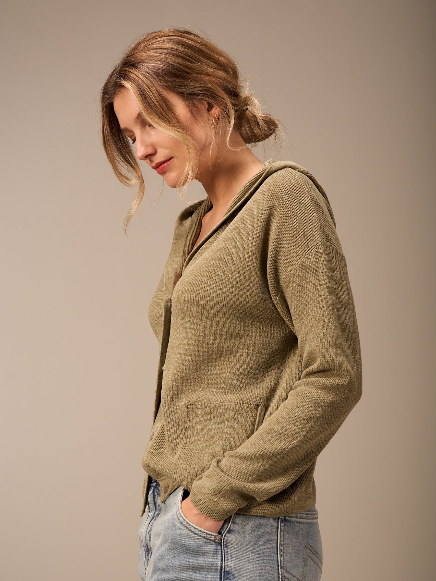 Giacca in maglia con cappuccio