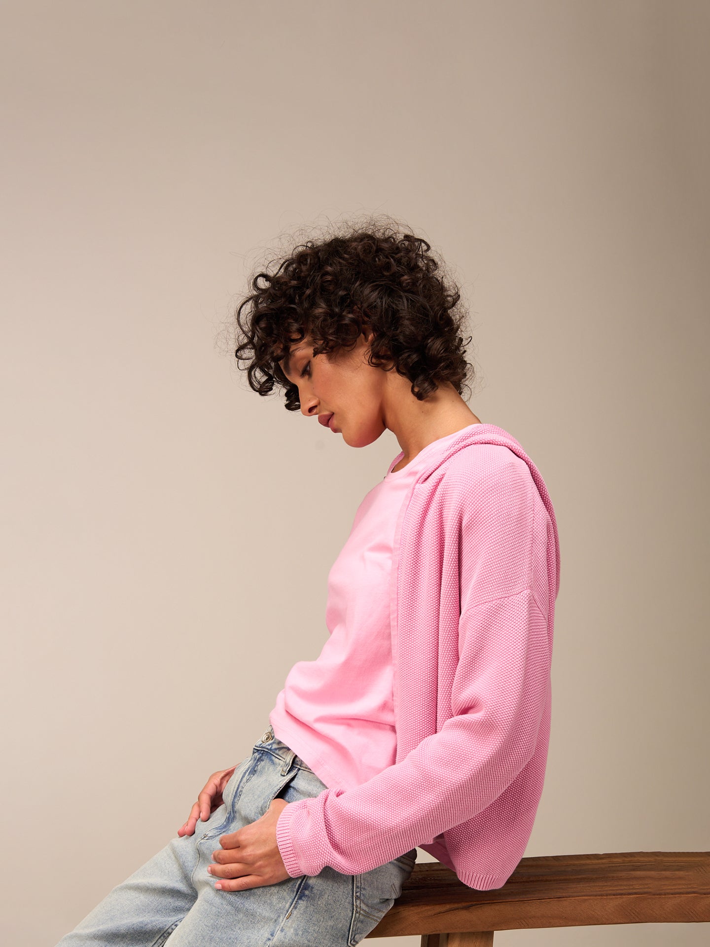 Giacca in maglia con cappuccio