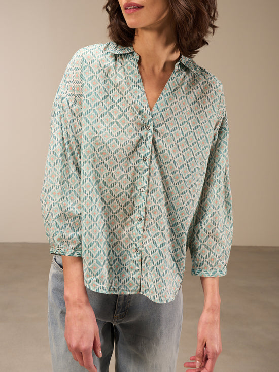 Blouse with button placket