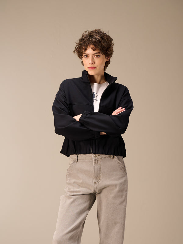 Sweatshirt jacket with zipper