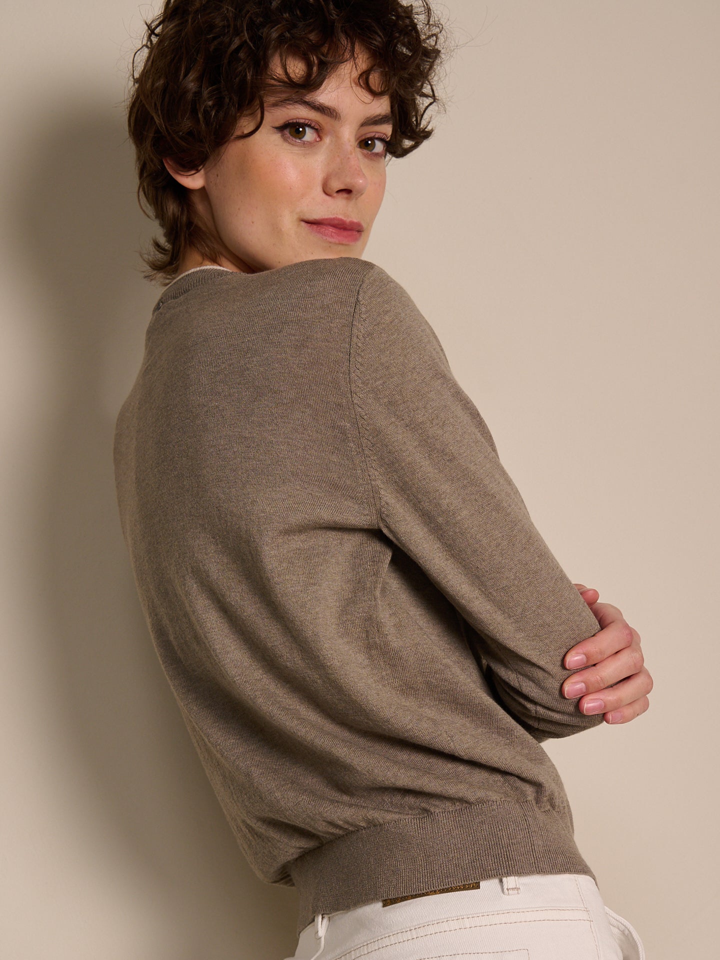 Strickjacke mit Rundhals