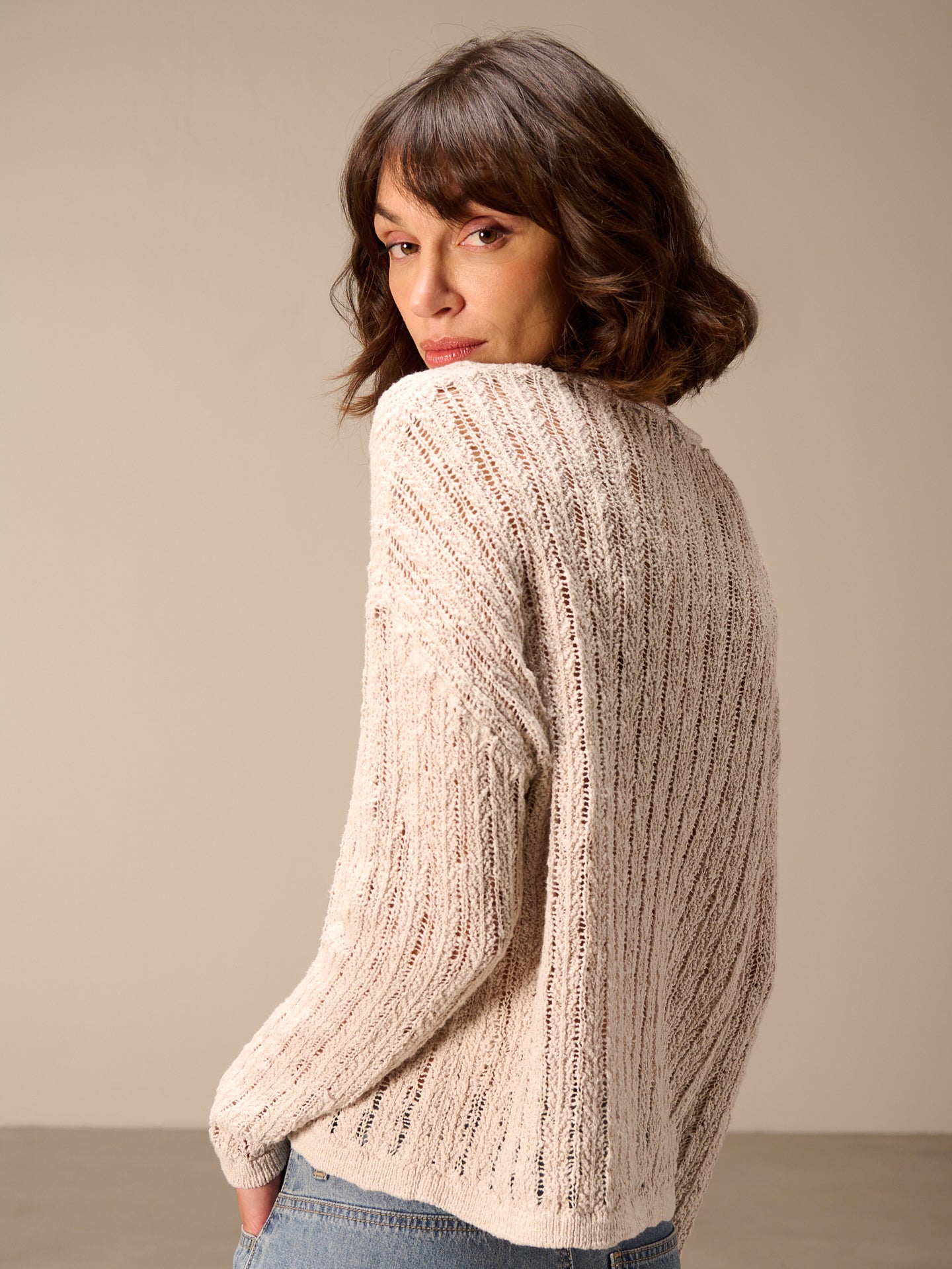 pull en mailles ajourée