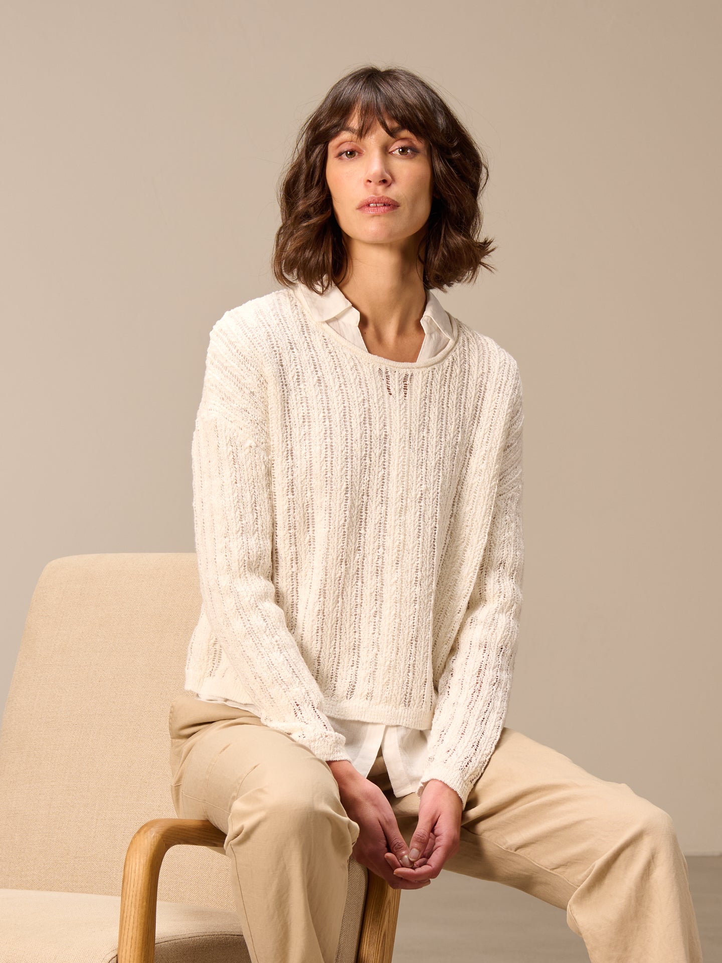 pull en mailles ajourée