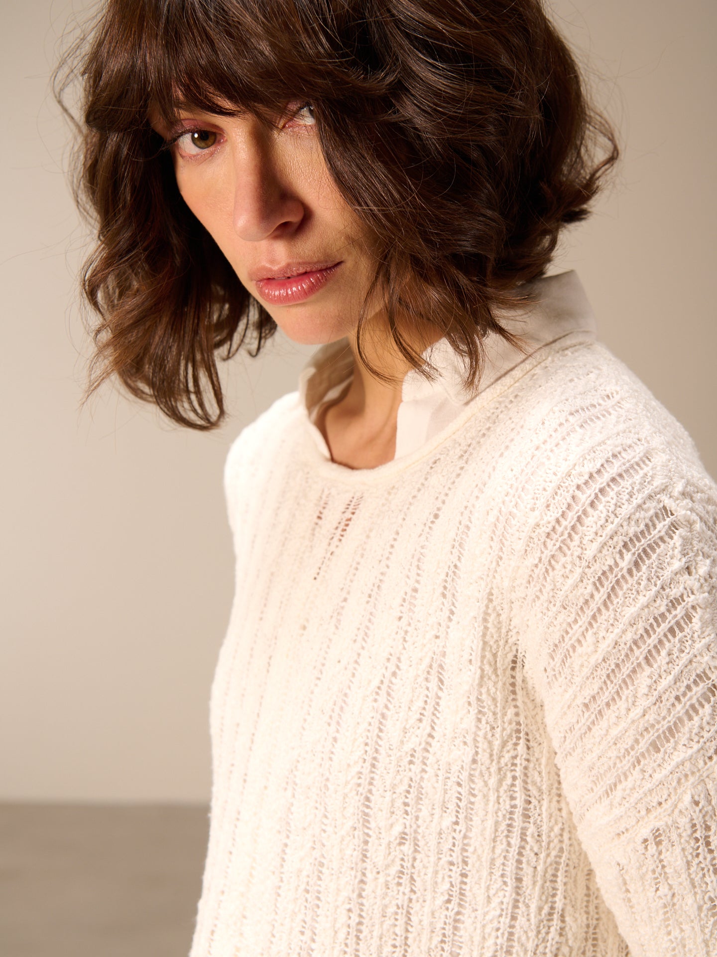 pull en mailles ajourée