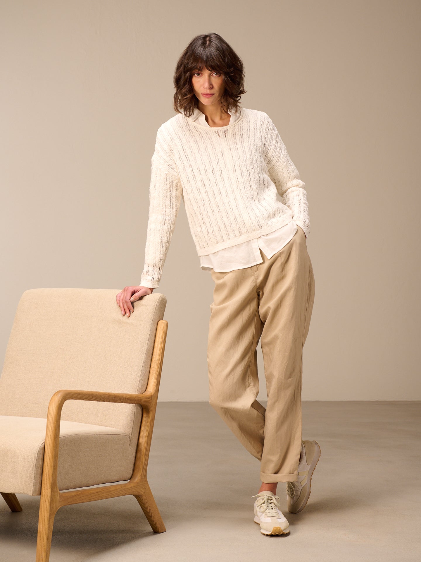 pull en mailles ajourée