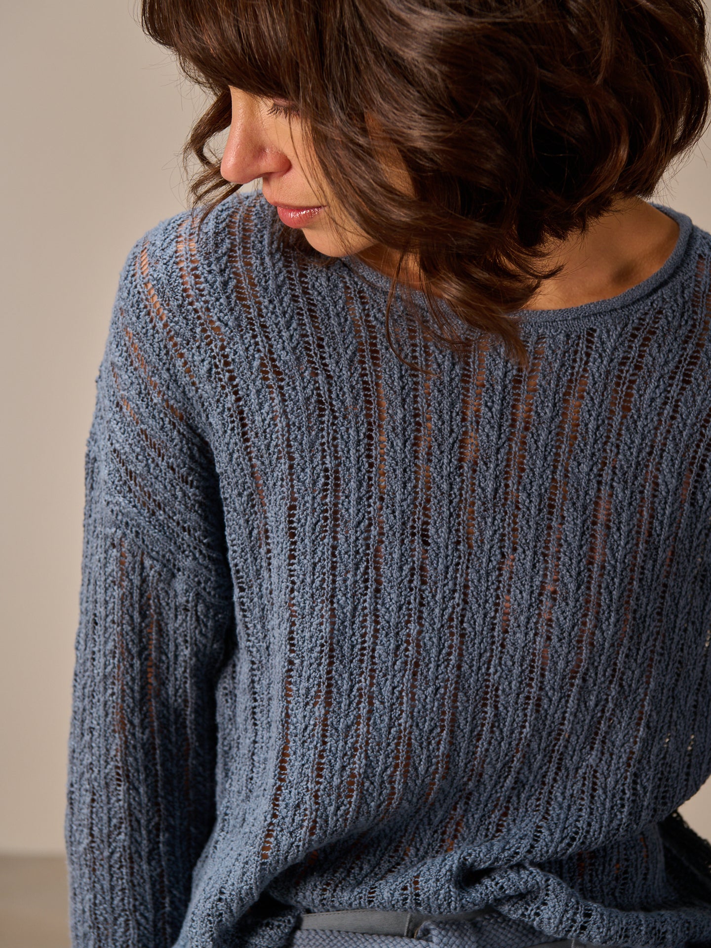pull en mailles ajourée