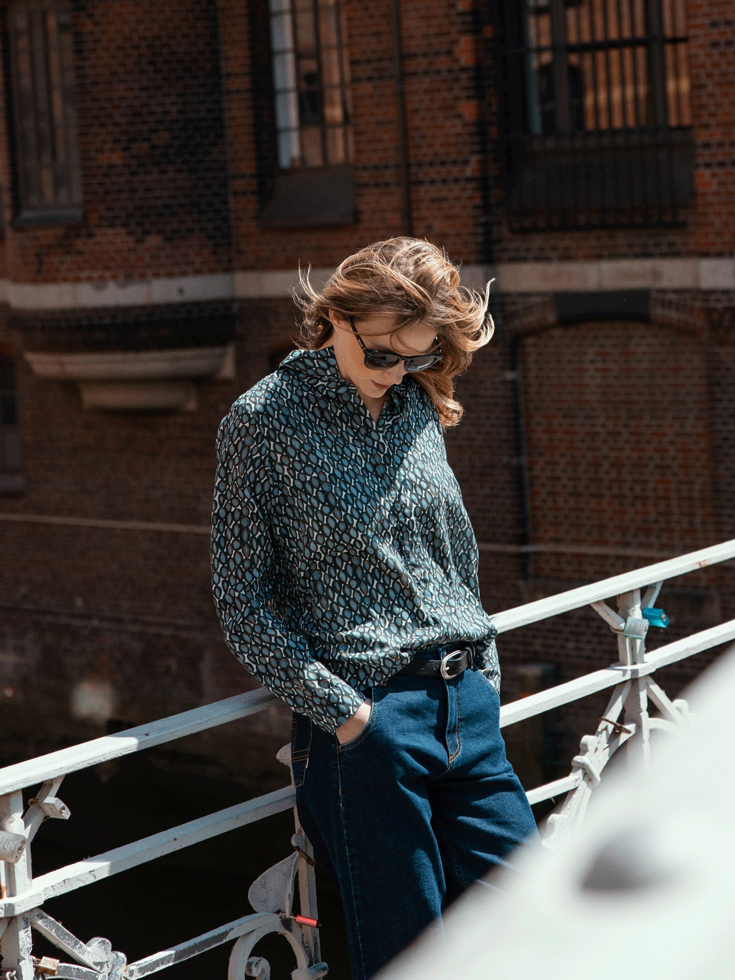 Blouse with stand-up collar