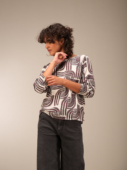 Blusa con scollo rotondo