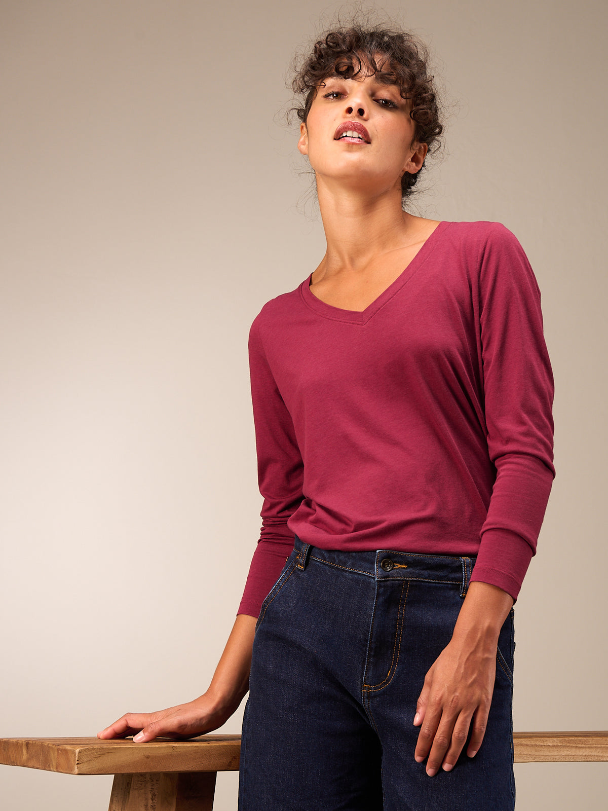 Shirt with V-neck