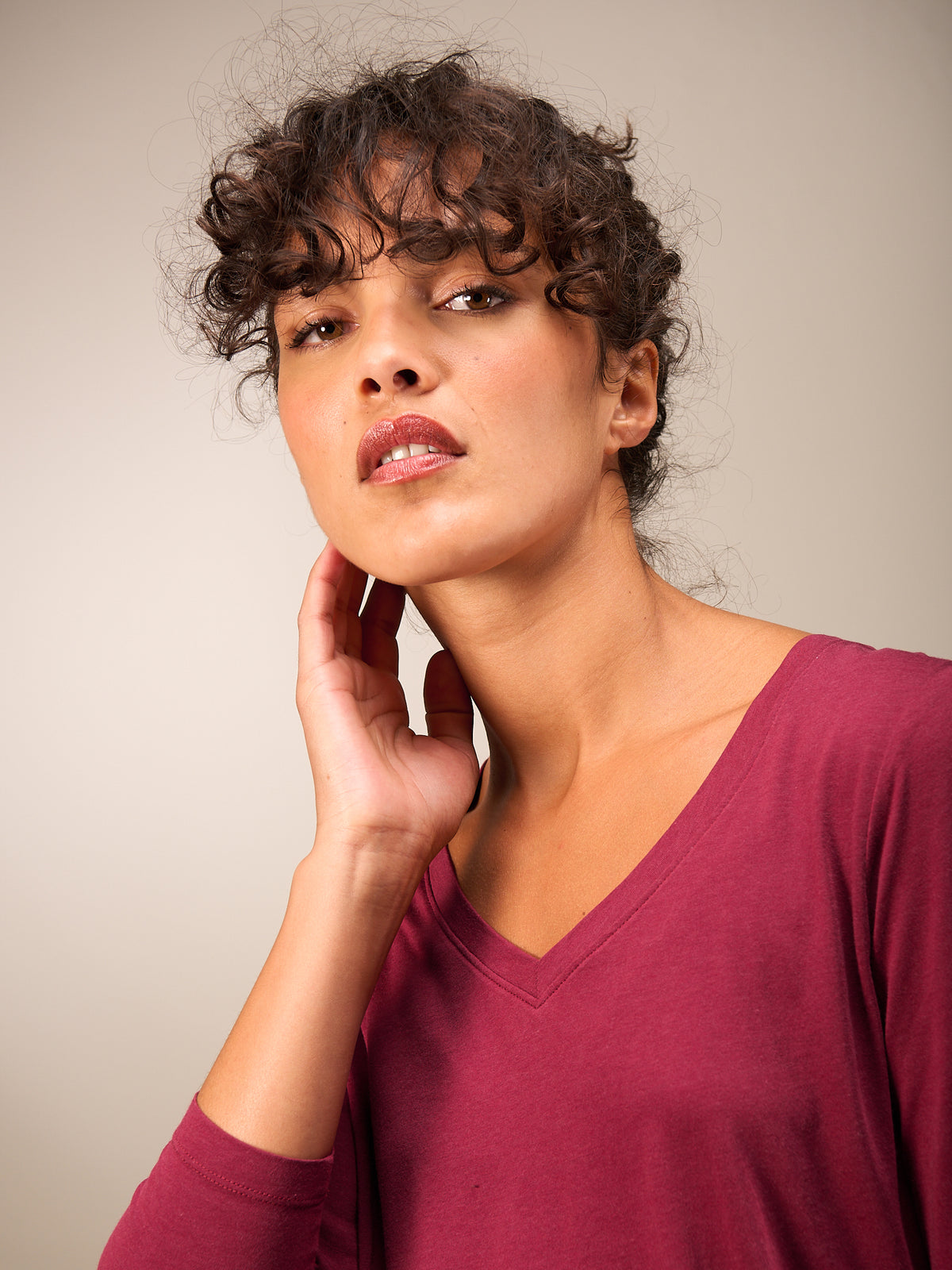 Shirt with V-neck