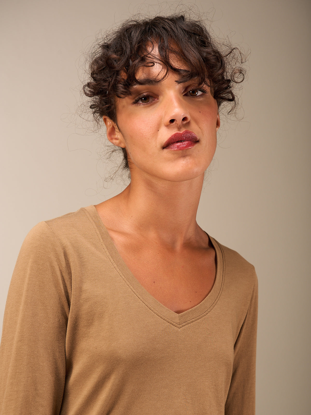 Shirt with V-neck