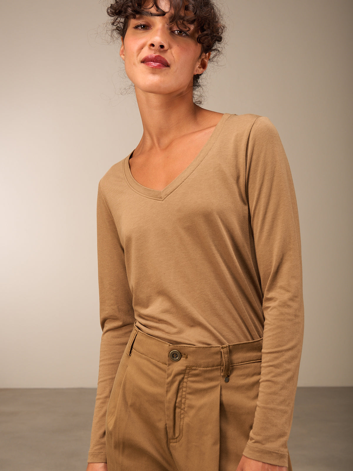 Shirt with V-neck