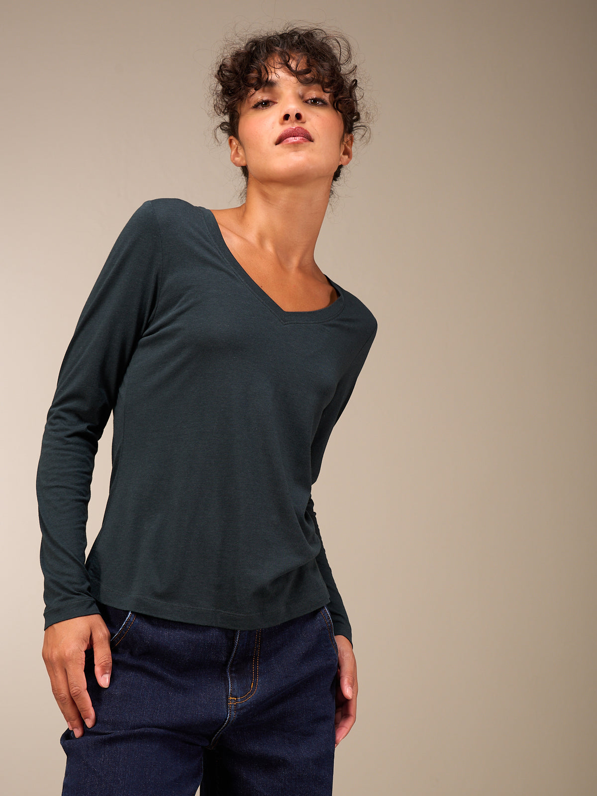 Shirt with V-neck