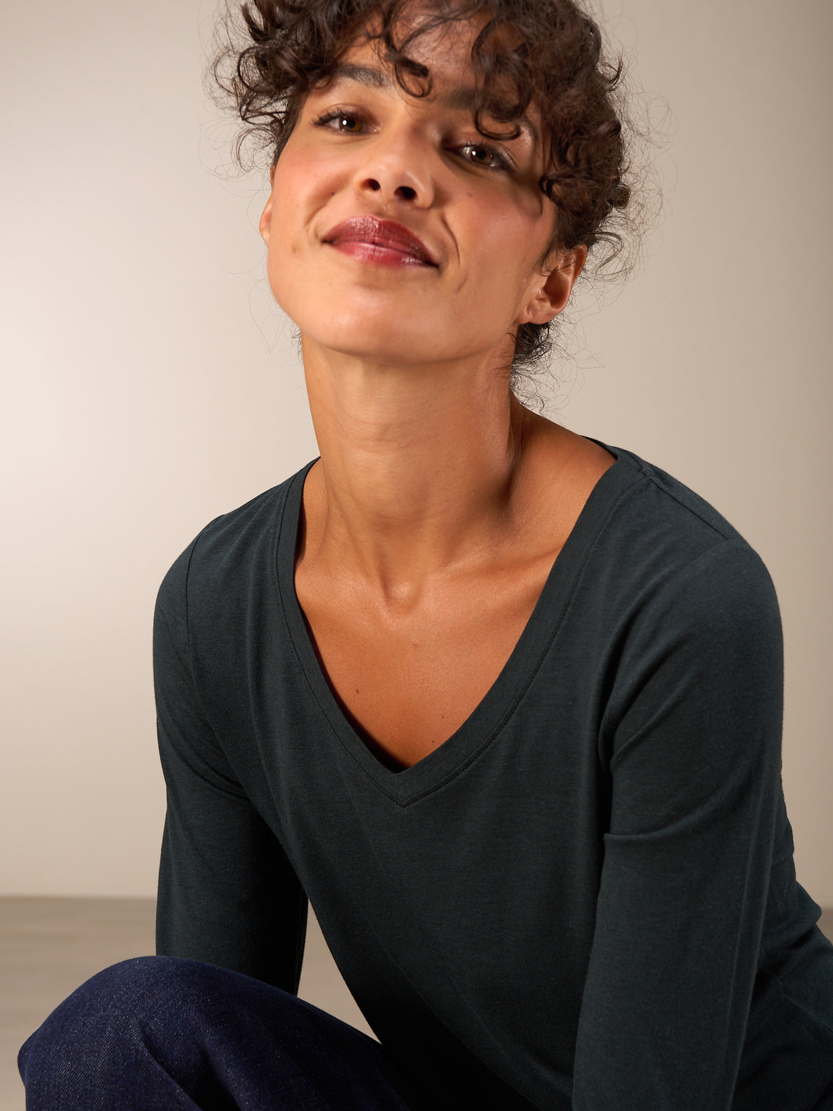 Shirt with V-neck