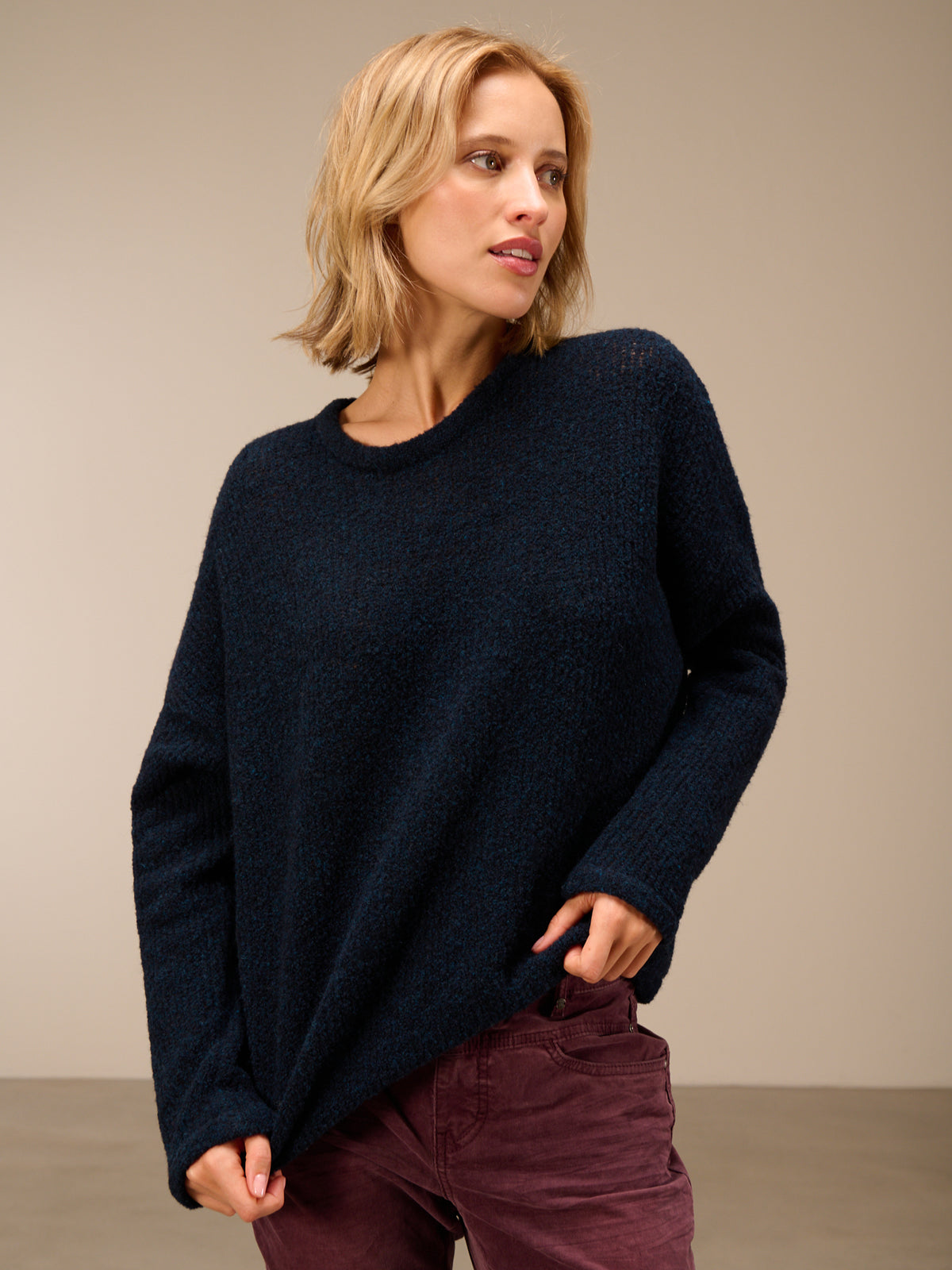 Knitted sweater with wool