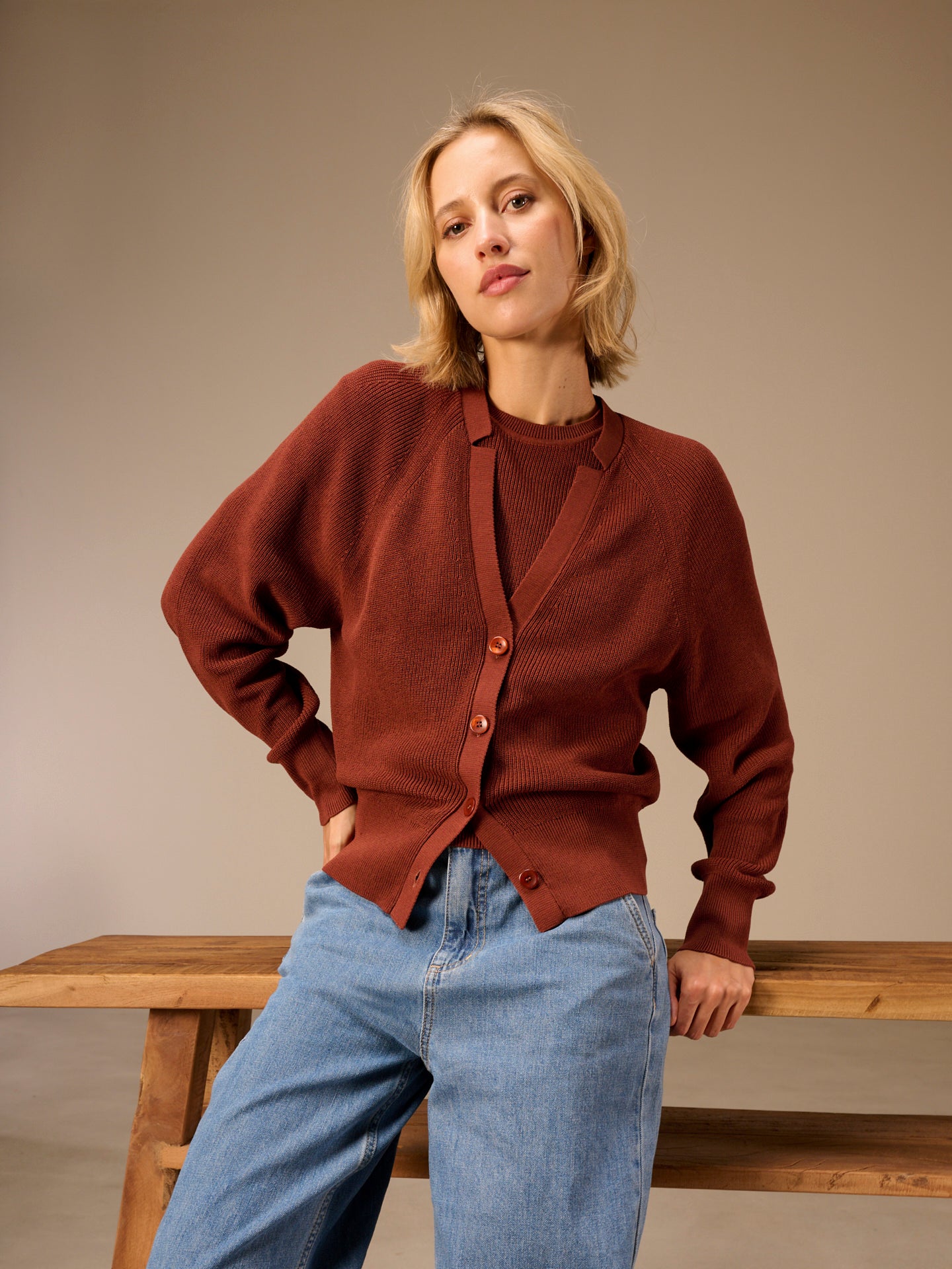 Giacca in maglia con scollo a V