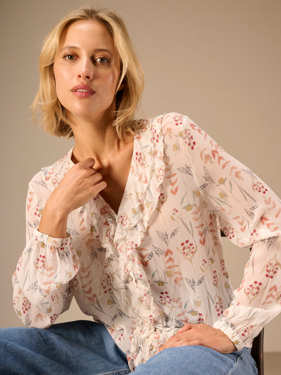 Blouse with ruffle detail
