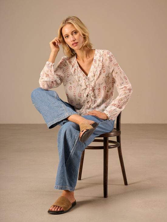 Blouse with ruffle detail