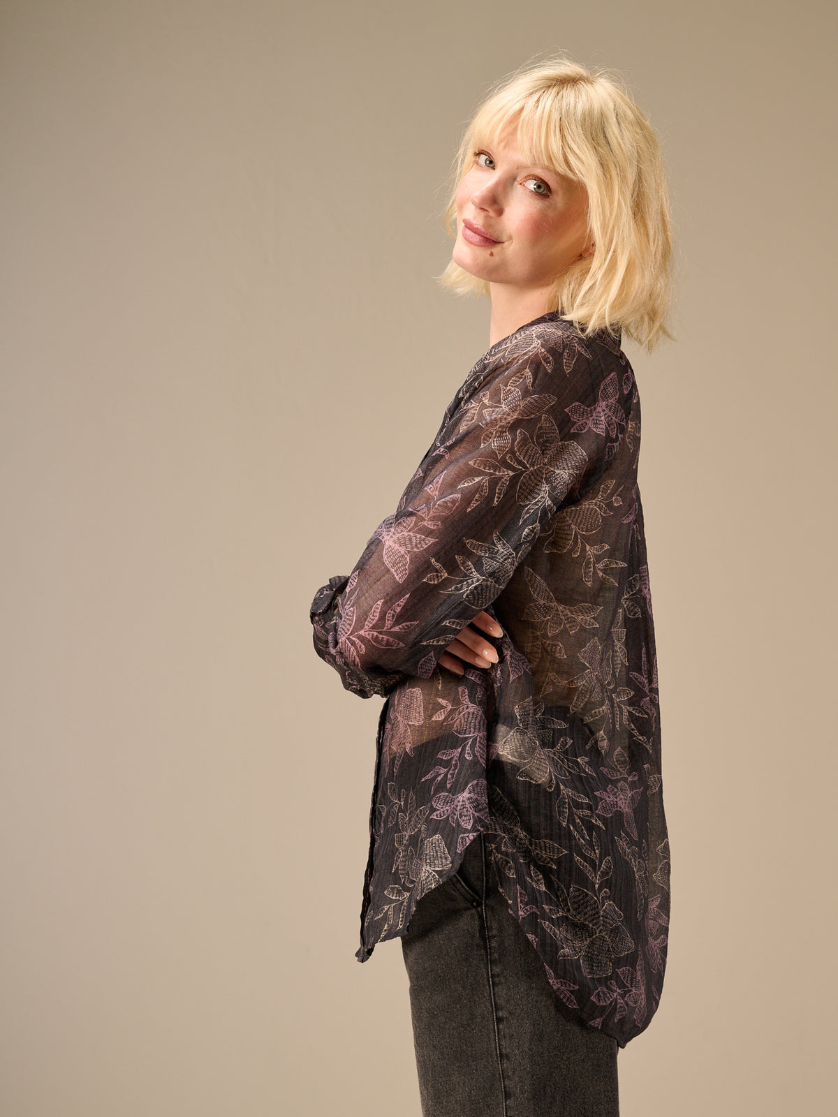 Blouse with button placket