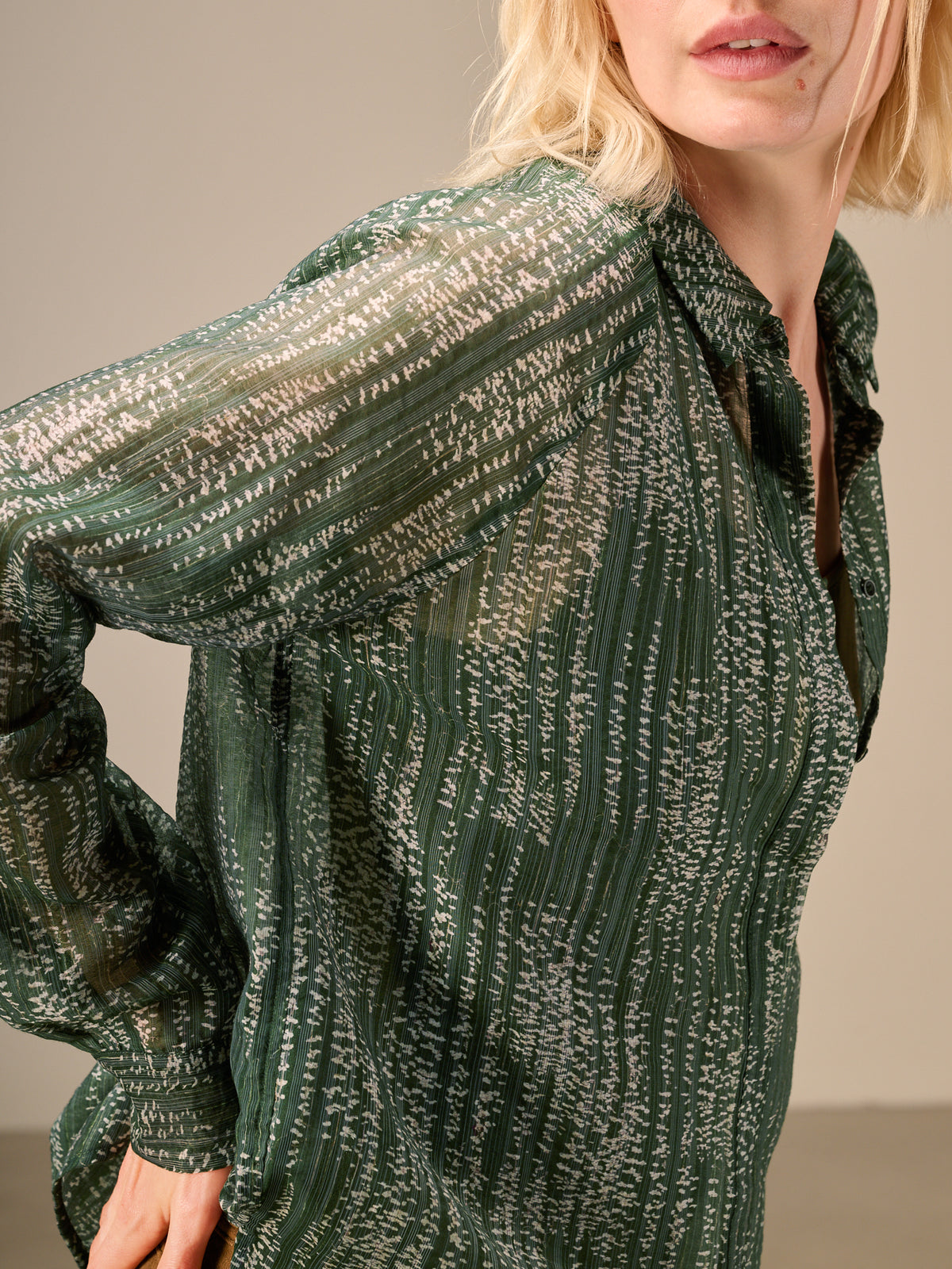 Blouse with button placket