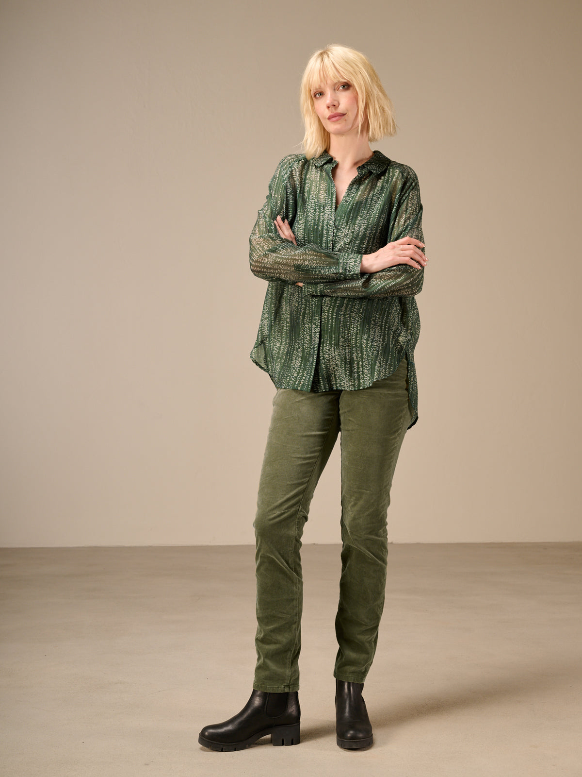Blouse with button placket