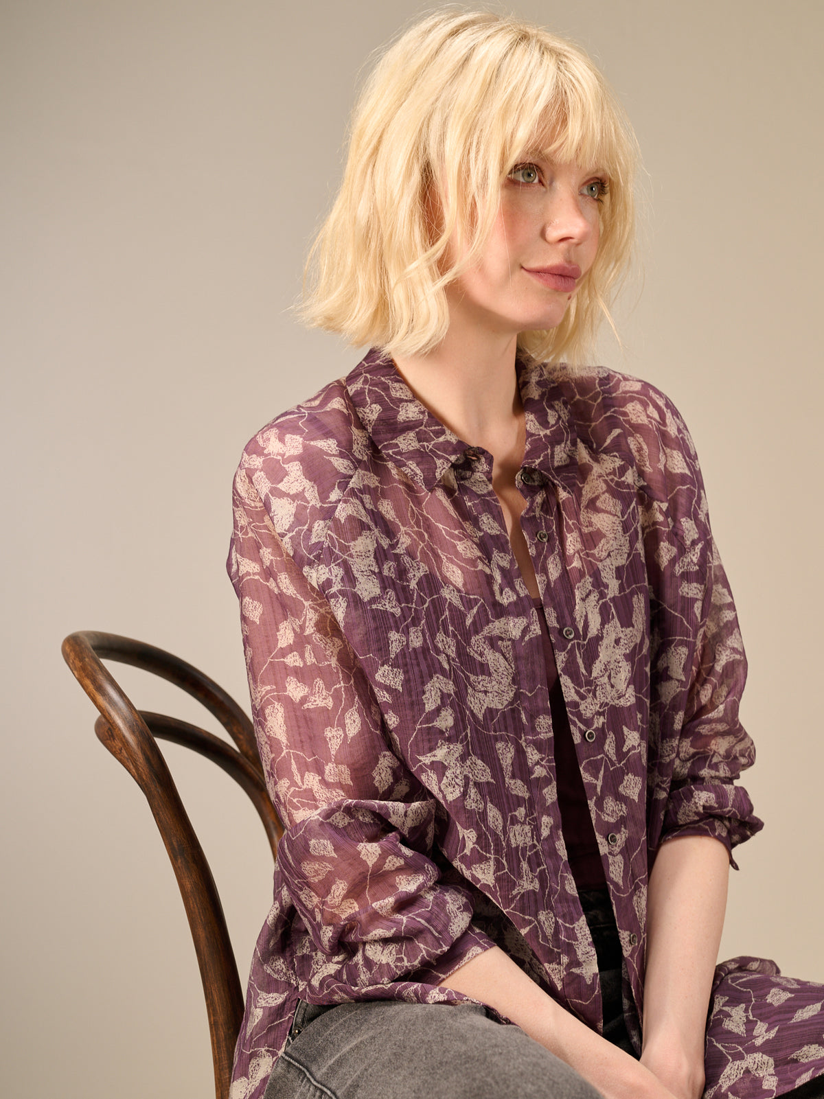 Blouse with button placket